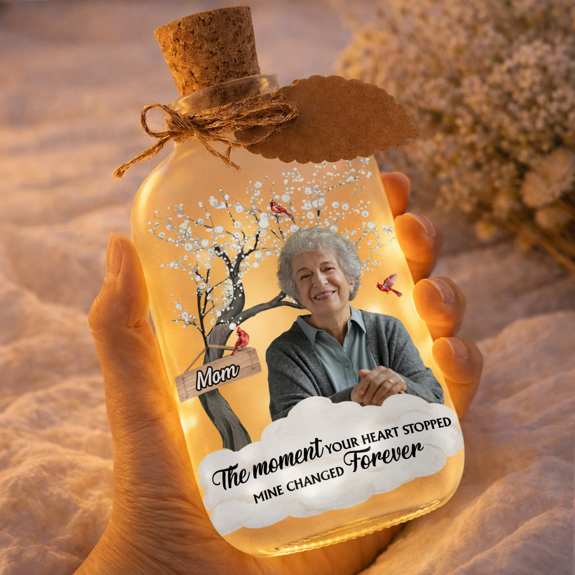 The Moment Your Heart Stopped Mine Changed Forever Cardinal Tree - Personalized Short Bottle Light - HME326_SBOLI - Image 4