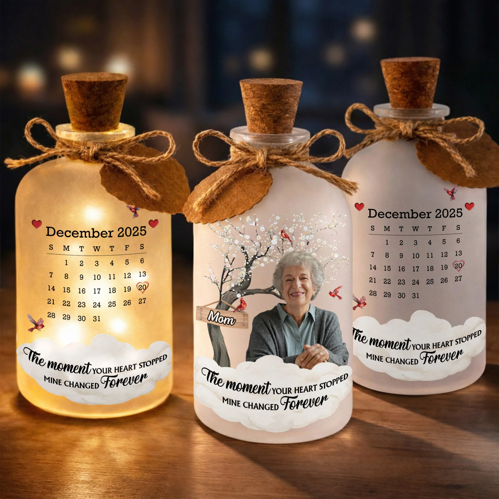 The Moment Your Heart Stopped Mine Changed Forever Cardinal Tree - Personalized Short Bottle Light - HME326_SBOLI - Image 5
