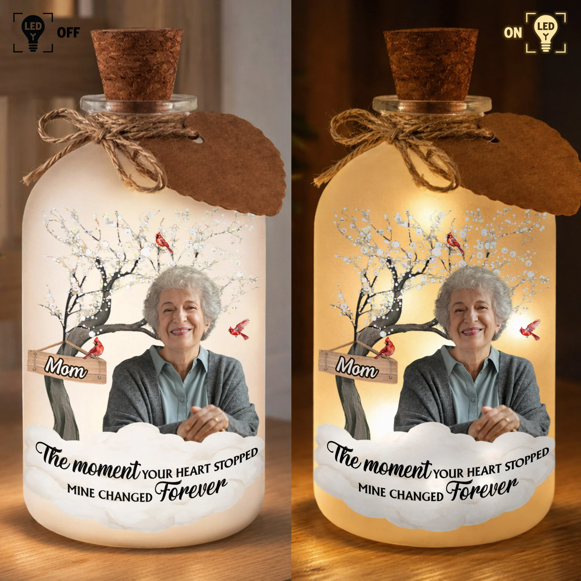 The Moment Your Heart Stopped Mine Changed Forever Cardinal Tree - Personalized Short Bottle Light - HME326_SBOLI - Image 6