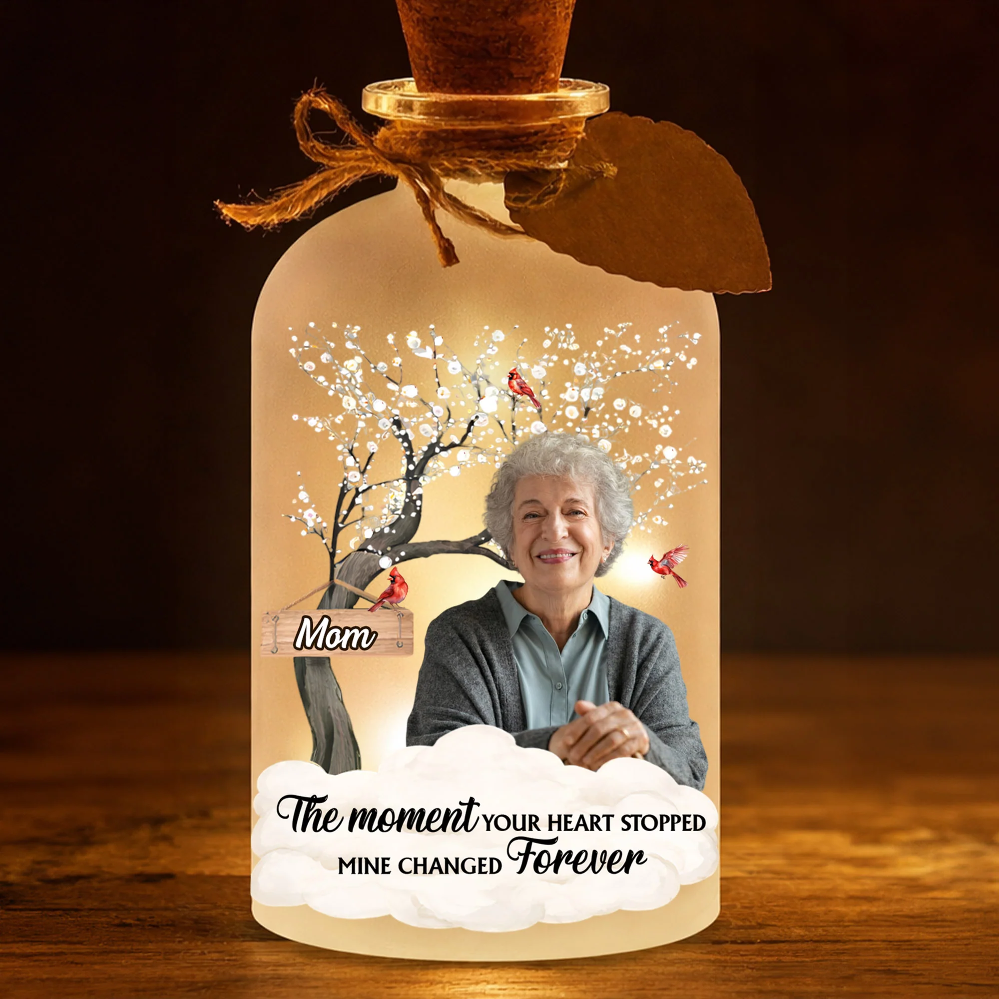 The Moment Your Heart Stopped Mine Changed Forever Cardinal Tree - Personalized Short Bottle Light - HME326_SBOLI - Image 7