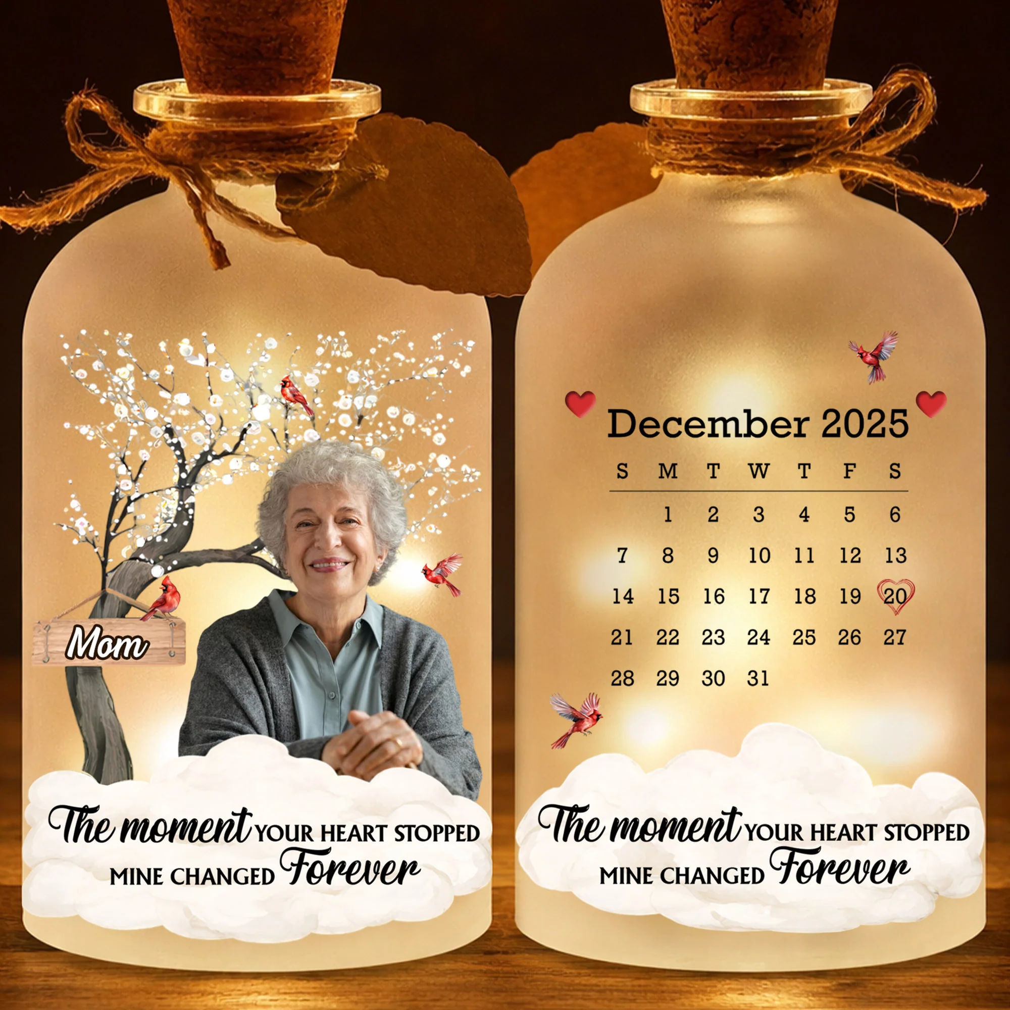 The Moment Your Heart Stopped Mine Changed Forever Cardinal Tree - Personalized Short Bottle Light - HME326_SBOLI - Image 8