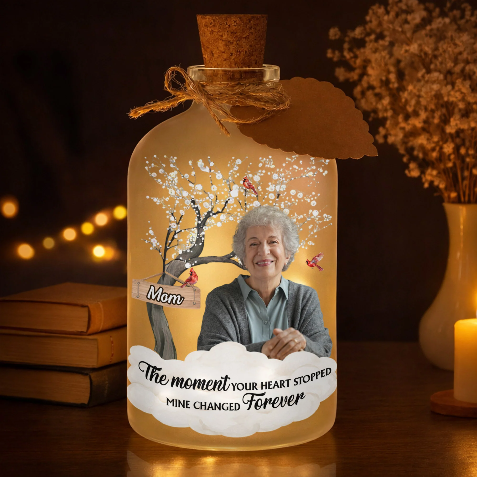 The Moment Your Heart Stopped Mine Changed Forever Cardinal Tree - Personalized Short Bottle Light - HME326_SBOLI - Image 9