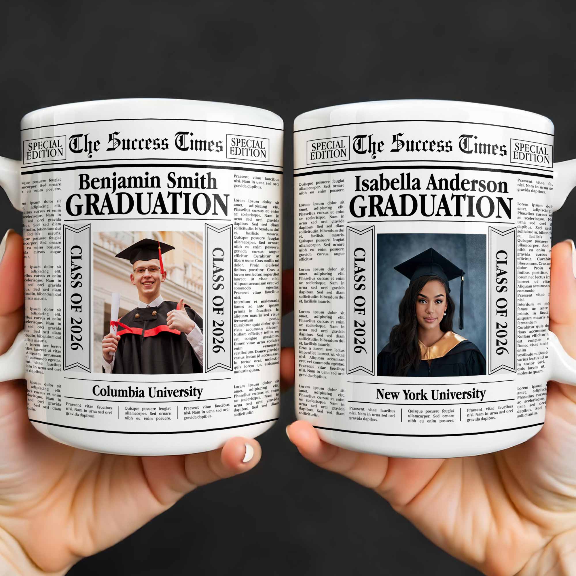 The Success Times Graduation Newspaper Design With Custom Photo And University - Personalized Custom Coffee Mug - GRAD365_MG - Image 6