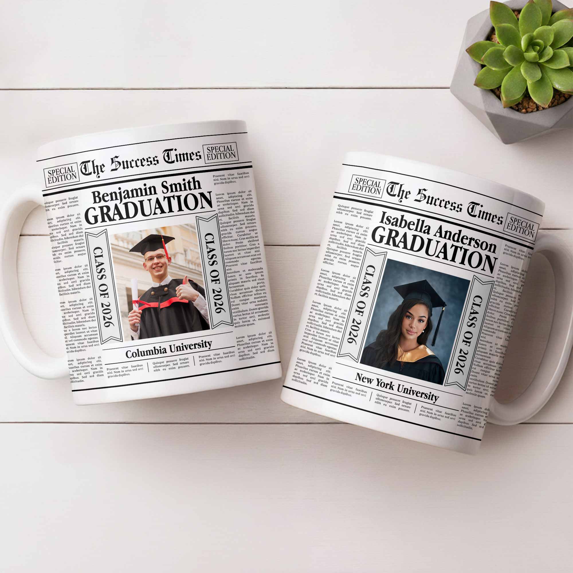 The Success Times Graduation Newspaper Design With Custom Photo And University - Personalized Custom Coffee Mug - GRAD365_MG - Image 8