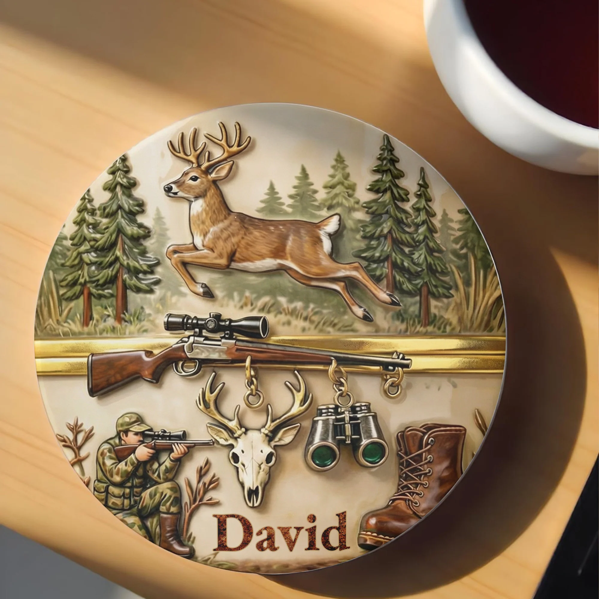 The Thrill Of The Hunt Deer Hunting Scenes And Hunter Gear - Personalized Custom Ceramic Coaster - HTG006_ROCO - Image 5