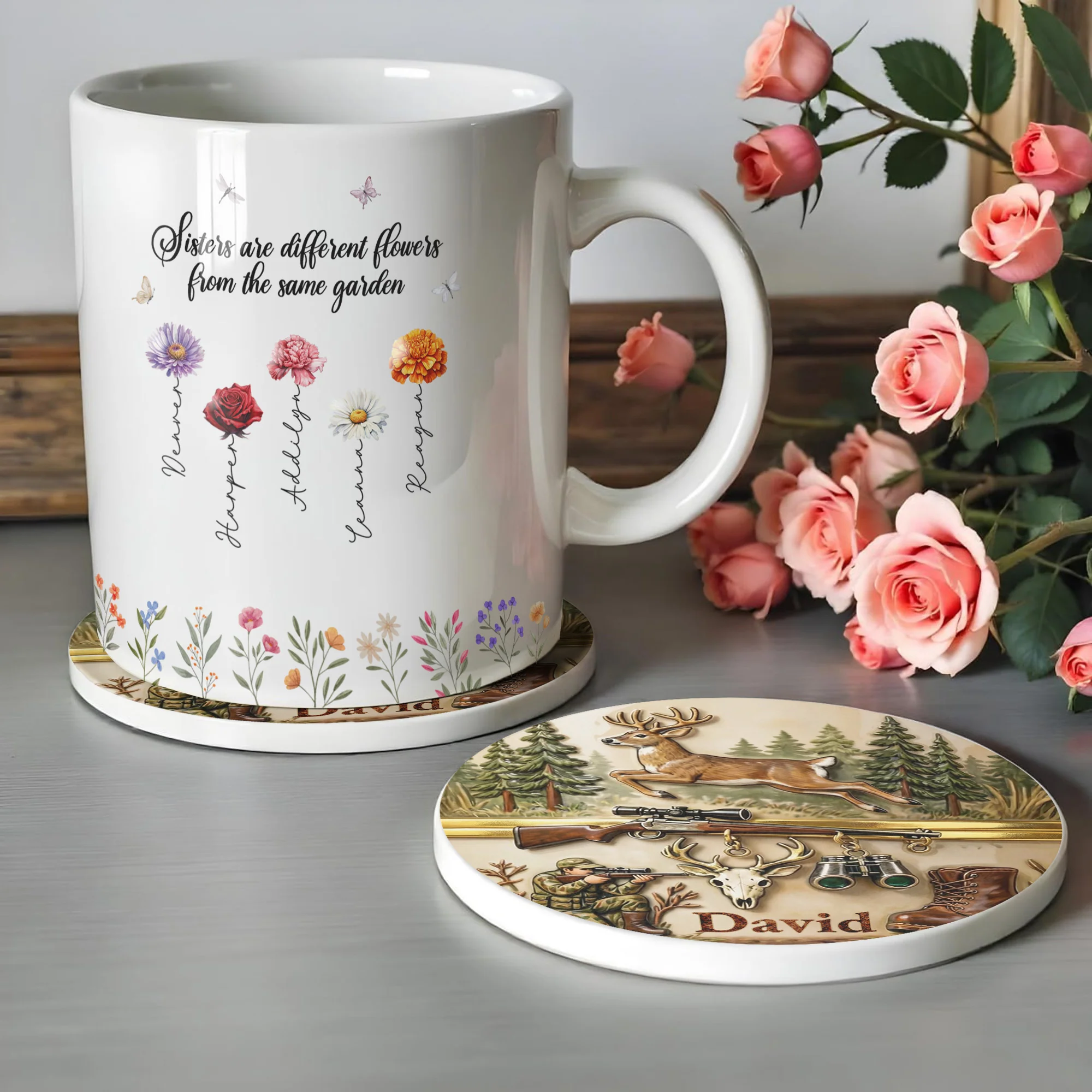 The Thrill Of The Hunt Deer Hunting Scenes And Hunter Gear - Personalized Custom Ceramic Coaster - HTG006_ROCO - Image 6