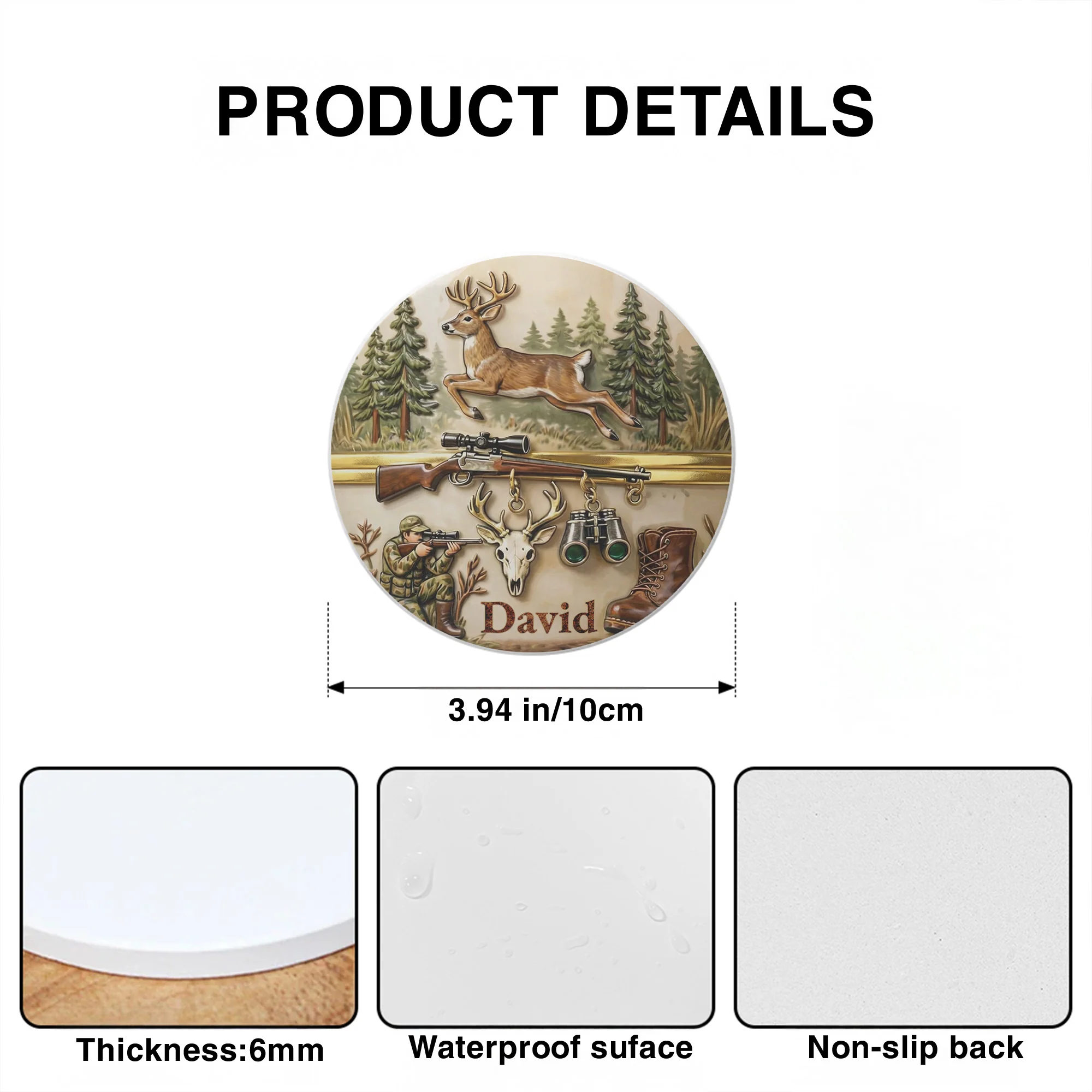 The Thrill Of The Hunt Deer Hunting Scenes And Hunter Gear - Personalized Custom Ceramic Coaster - HTG006_ROCO - Image 7