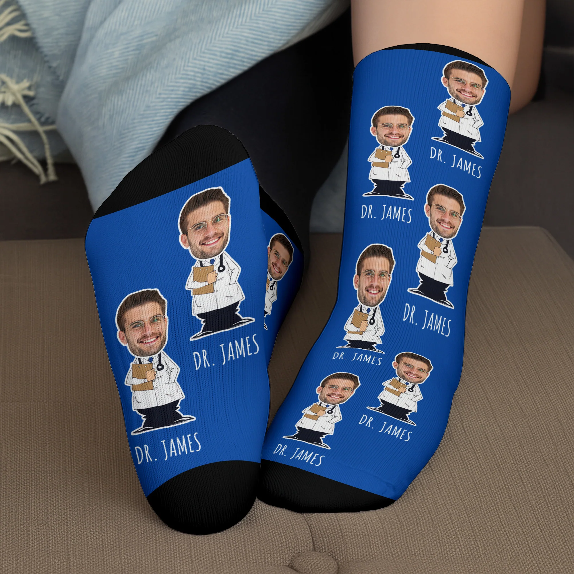 The World's Best Doctor In Action Featuring Cartoon Medical Professional - Personalized Crew Socks - DOC010_CSOCK - Image 10
