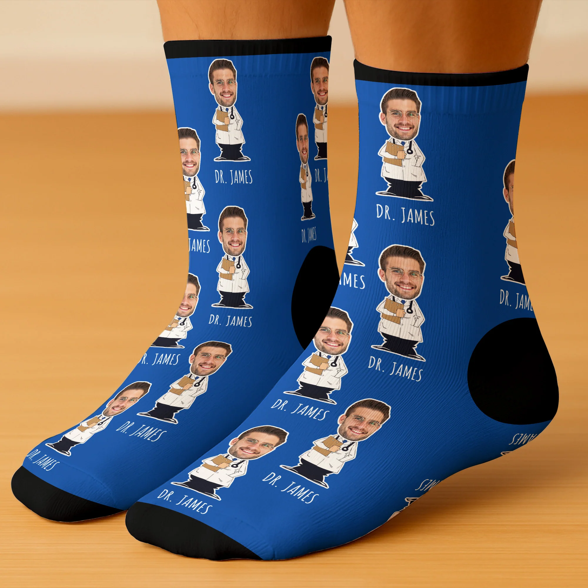 The World's Best Doctor In Action Featuring Cartoon Medical Professional - Personalized Crew Socks - DOC010_CSOCK - Image 12
