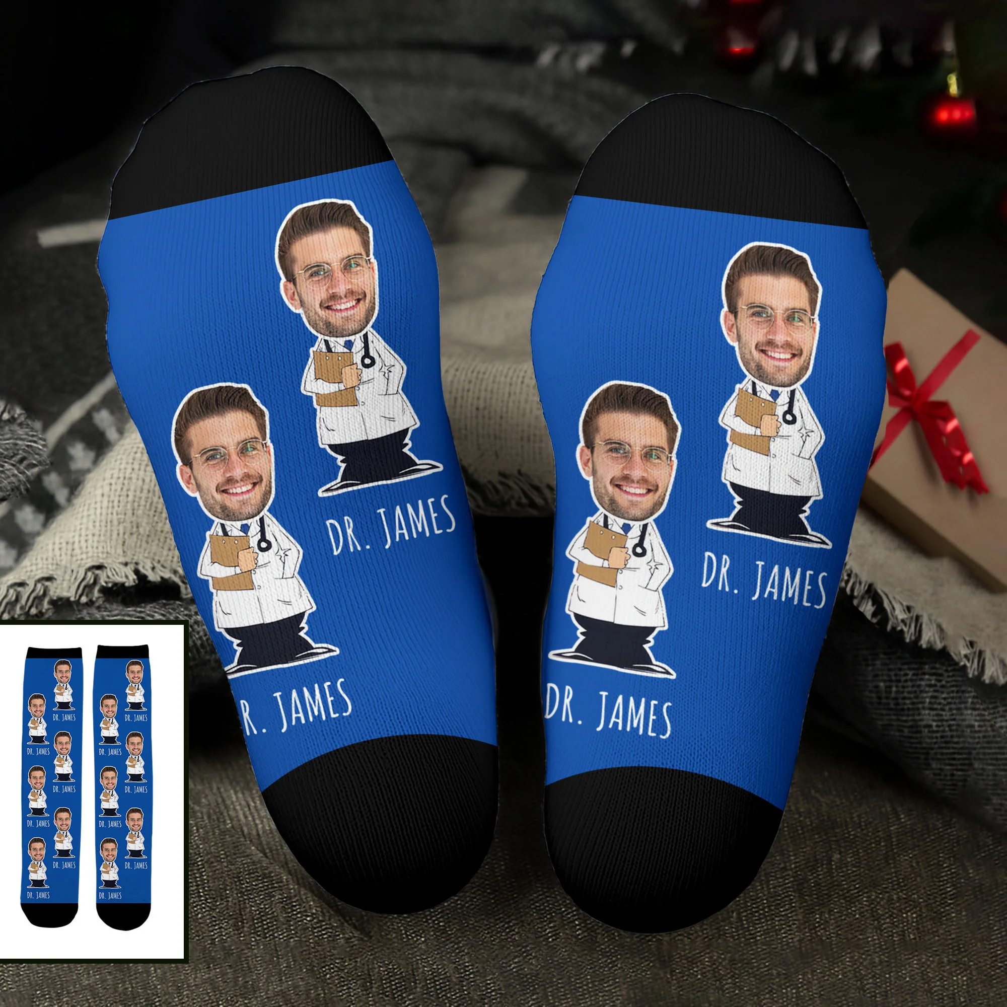 The World's Best Doctor In Action Featuring Cartoon Medical Professional - Personalized Crew Socks - DOC010_CSOCK - Image 2