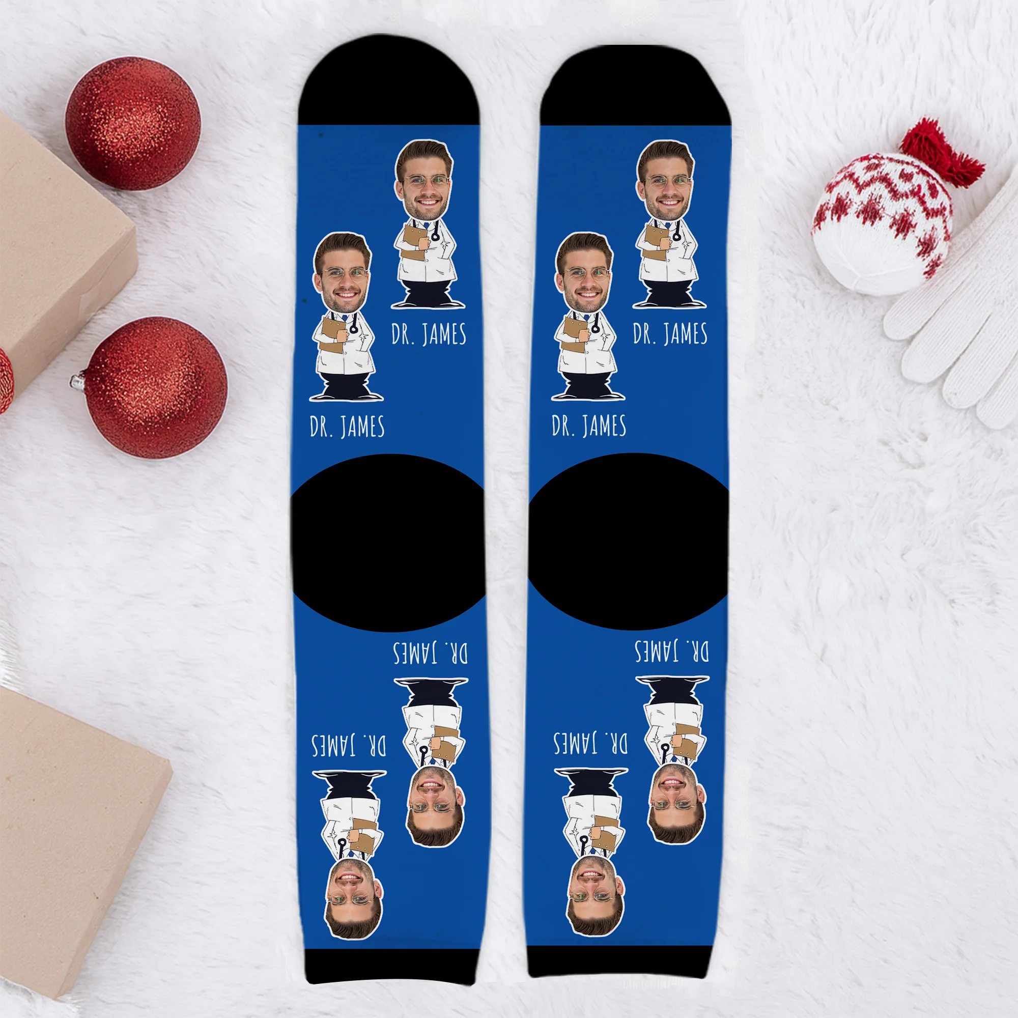 The World's Best Doctor In Action Featuring Cartoon Medical Professional - Personalized Crew Socks - DOC010_CSOCK - Image 4