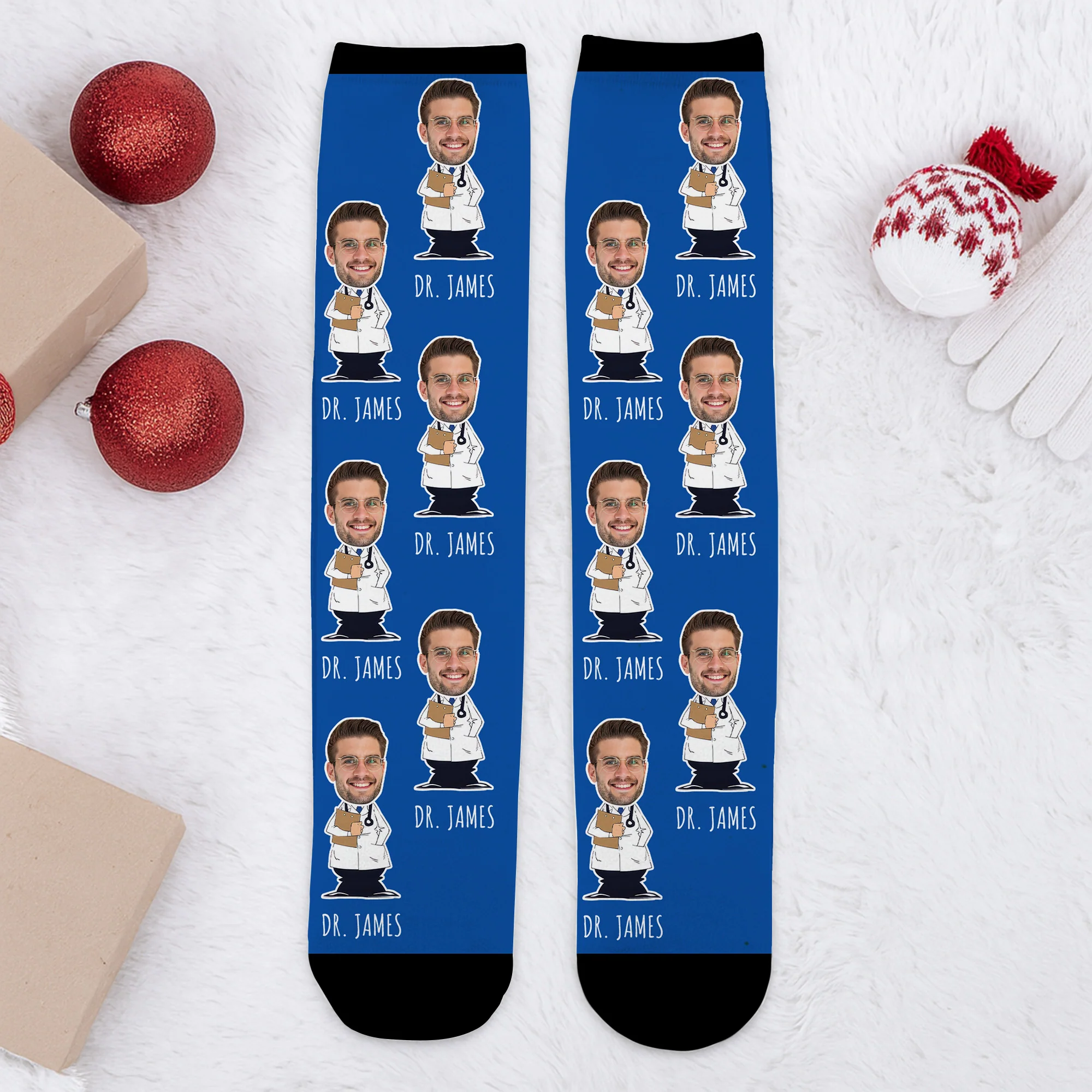 The World's Best Doctor In Action Featuring Cartoon Medical Professional - Personalized Crew Socks - DOC010_CSOCK - Image 5