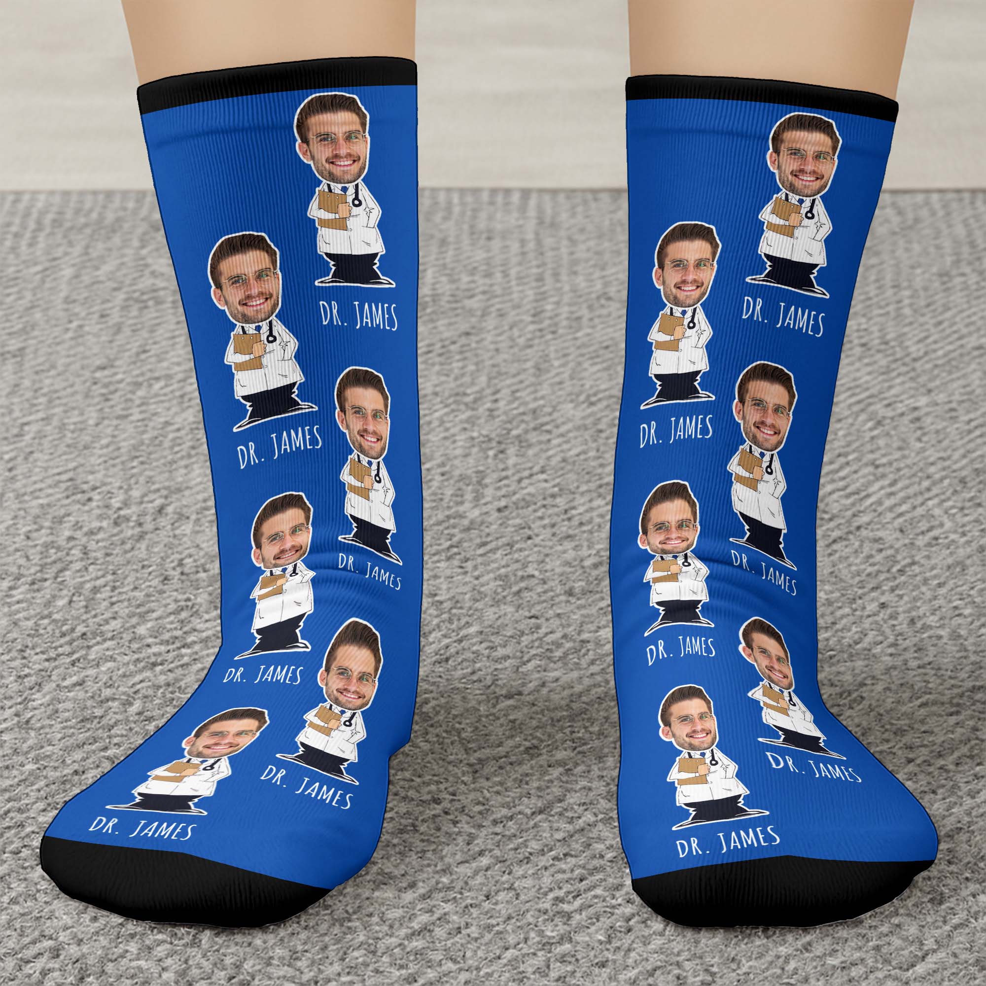 The World's Best Doctor In Action Featuring Cartoon Medical Professional - Personalized Crew Socks - DOC010_CSOCK - Image 6