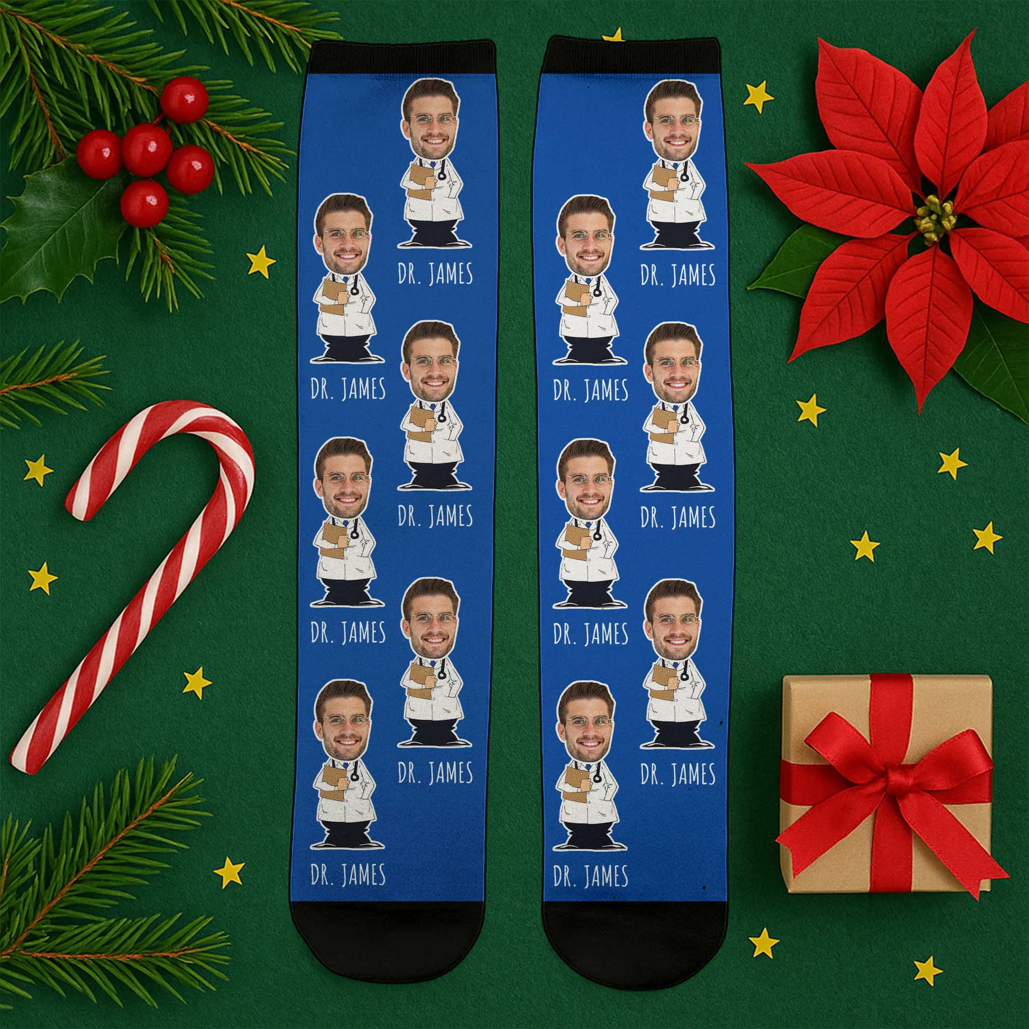 The World's Best Doctor In Action Featuring Cartoon Medical Professional - Personalized Crew Socks - DOC010_CSOCK - Image 7