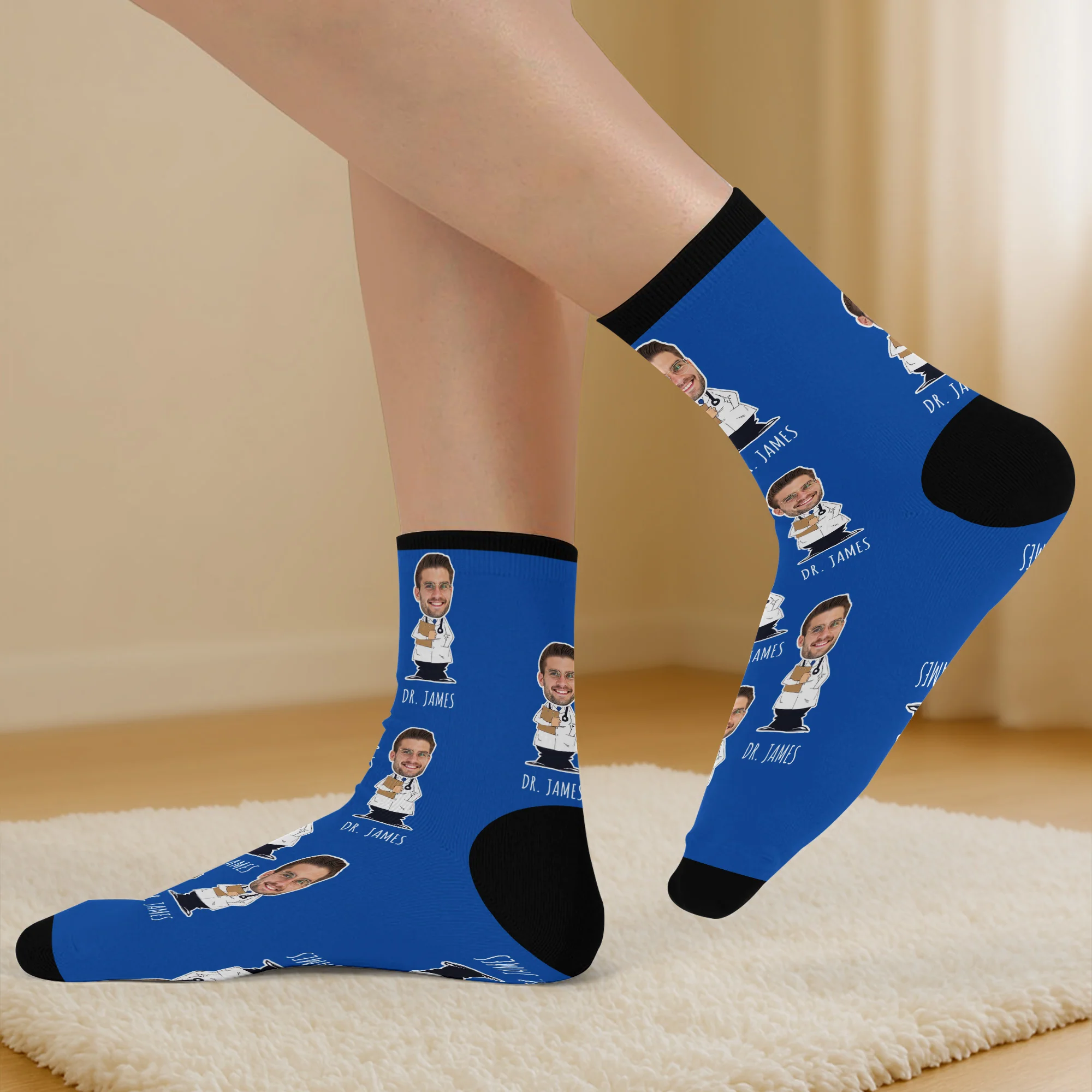 The World's Best Doctor In Action Featuring Cartoon Medical Professional - Personalized Crew Socks - DOC010_CSOCK - Image 8