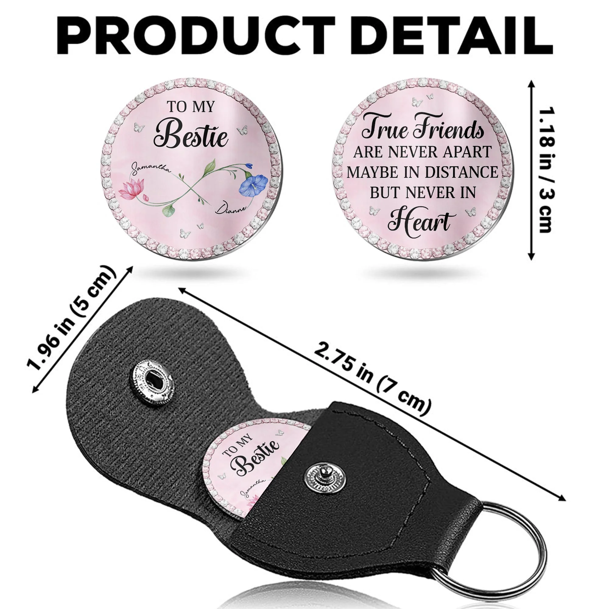 To My Bestie True Friends Never Apart Infinity Flower And Butterflies - Personalized Custom Pocket Hug - BST542_HTOK - Image 5