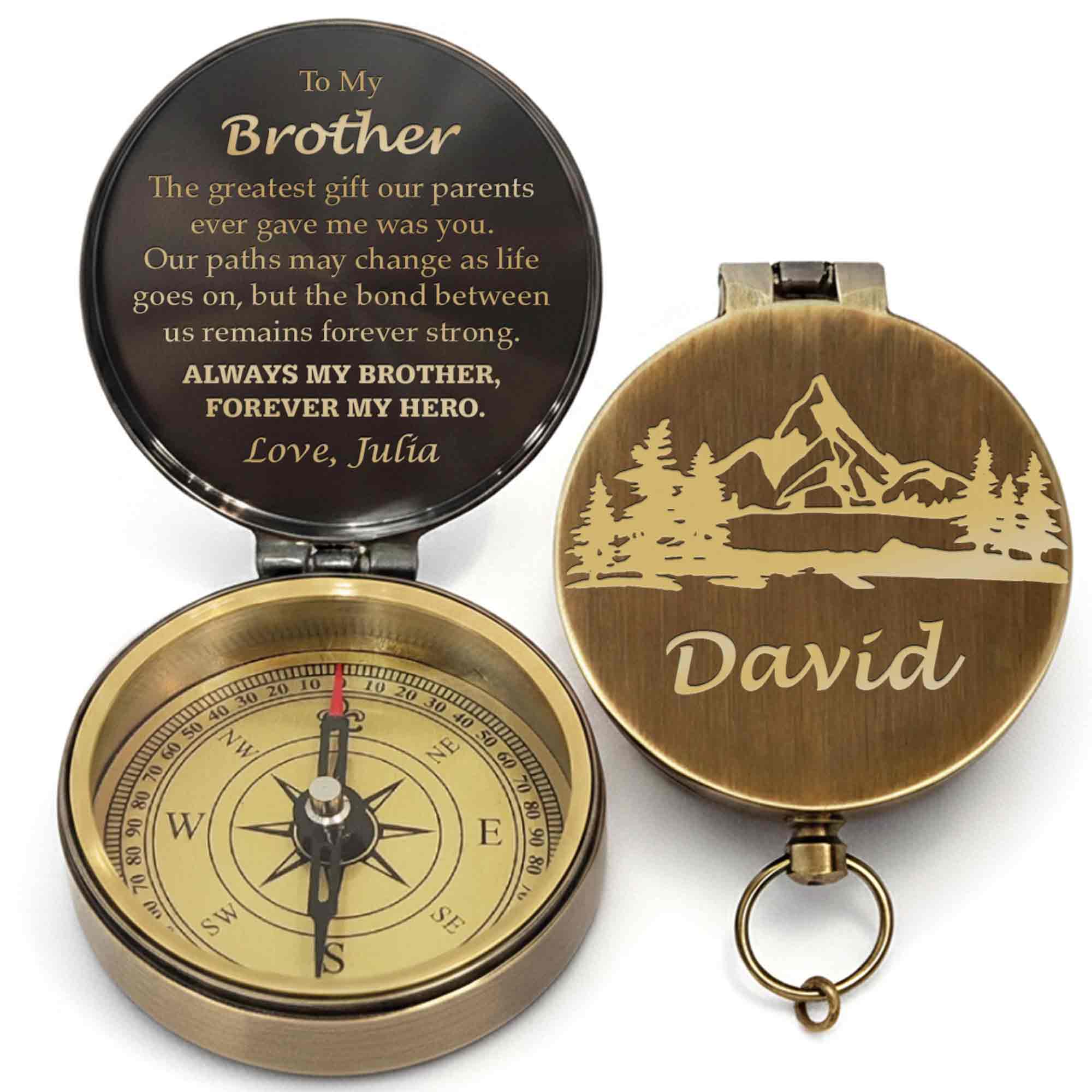 To My Brother The Greatest Gift Engraved Compass With Leather Case - Personalized Engraved Brass Compass - BRT010_ECPASS - Image 11