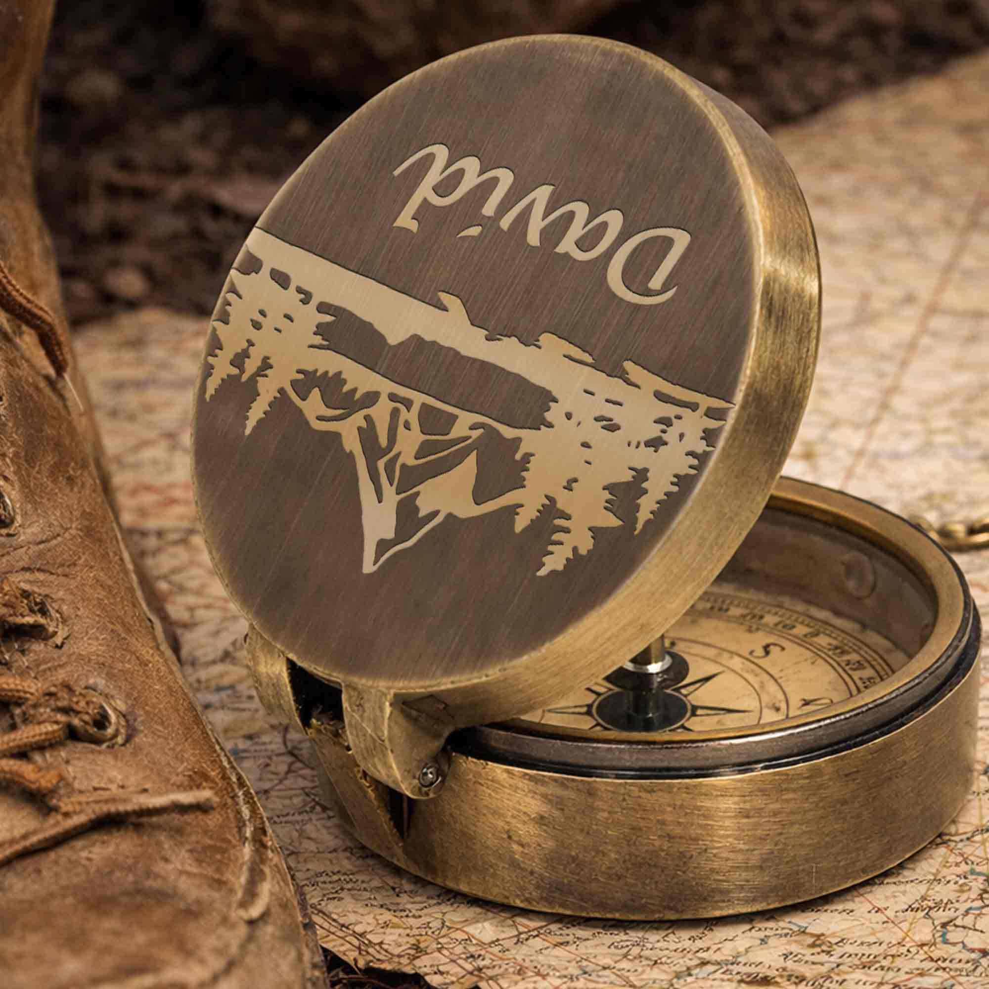To My Brother The Greatest Gift Engraved Compass With Leather Case - Personalized Engraved Brass Compass - BRT010_ECPASS - Image 5