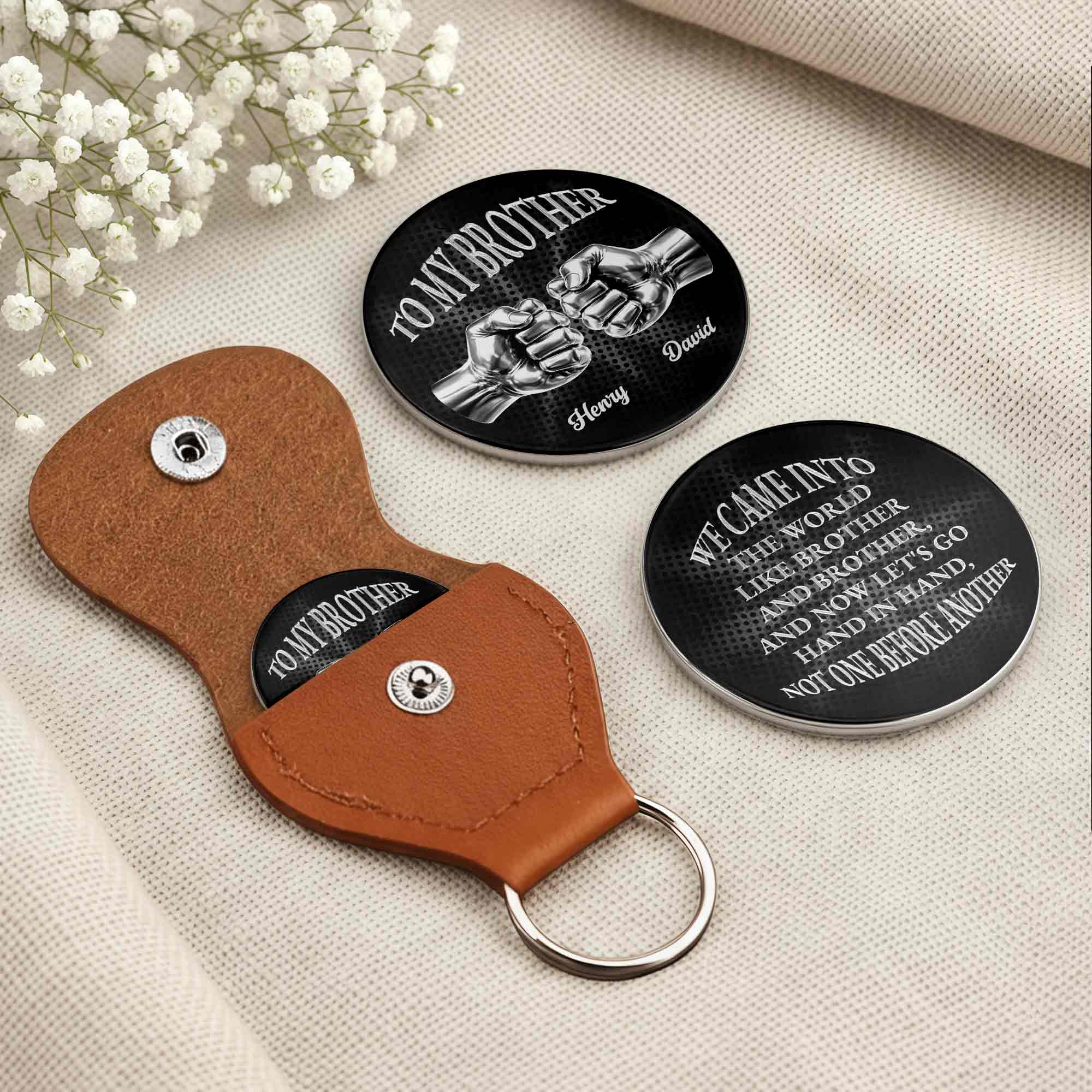 To My Brother We Came Into The World Fist Bump Design - Personalized Custom Pocket Hug - BRT016_HTOK - Image 3