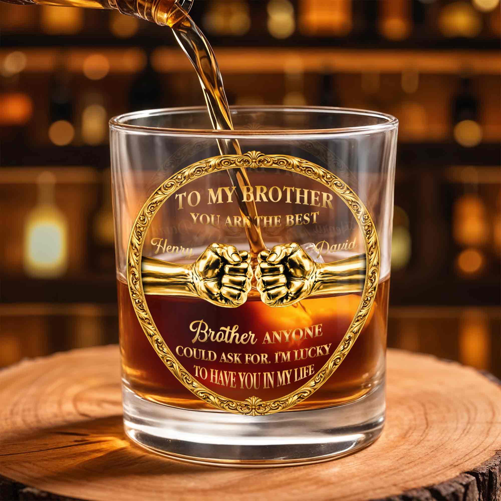 To My Brother You Are The Best Gold Fist Bump Ornament - Personalized Custom Whiskey Glass - BRT032_RWG - Image 4