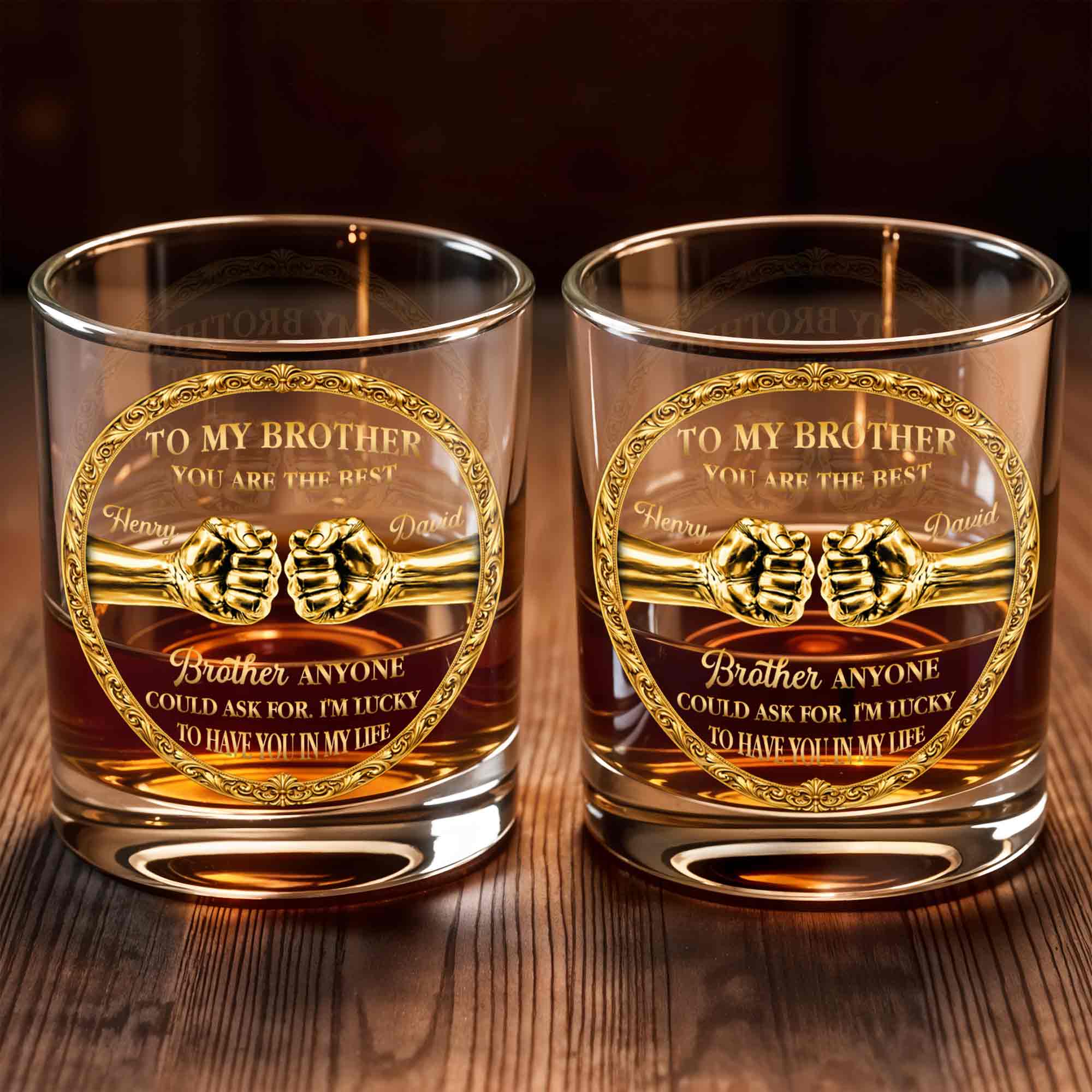 To My Brother You Are The Best Gold Fist Bump Ornament - Personalized Custom Whiskey Glass - BRT032_RWG - Image 7
