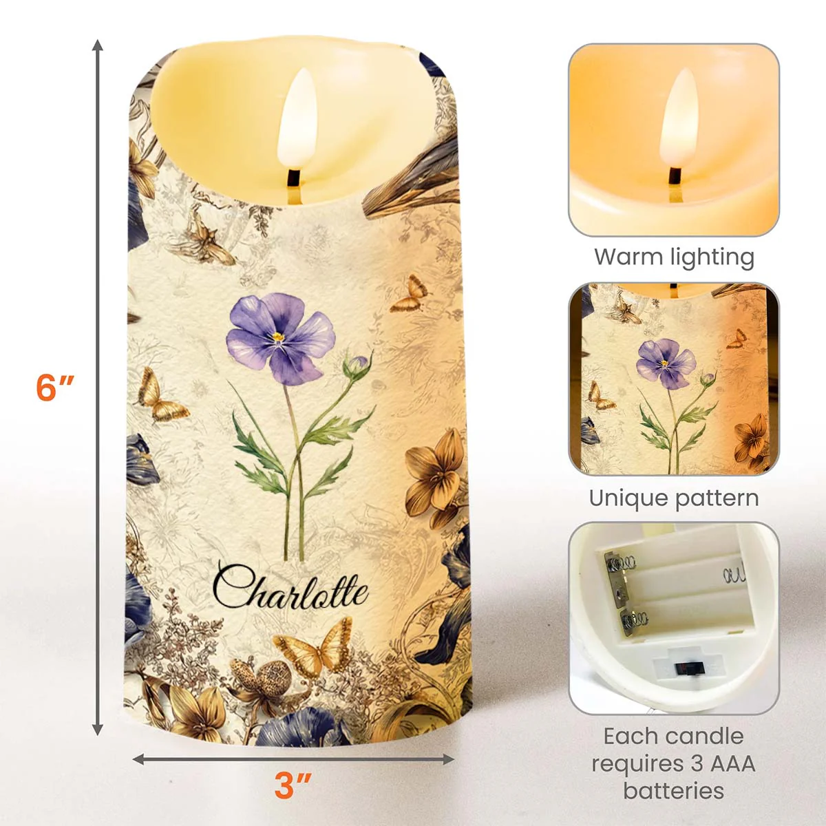 To My Daughter Never Forget I Love You Floral Butterfly Candle - Personalized Custom LED Candle - DAU329_LECA - Image 3