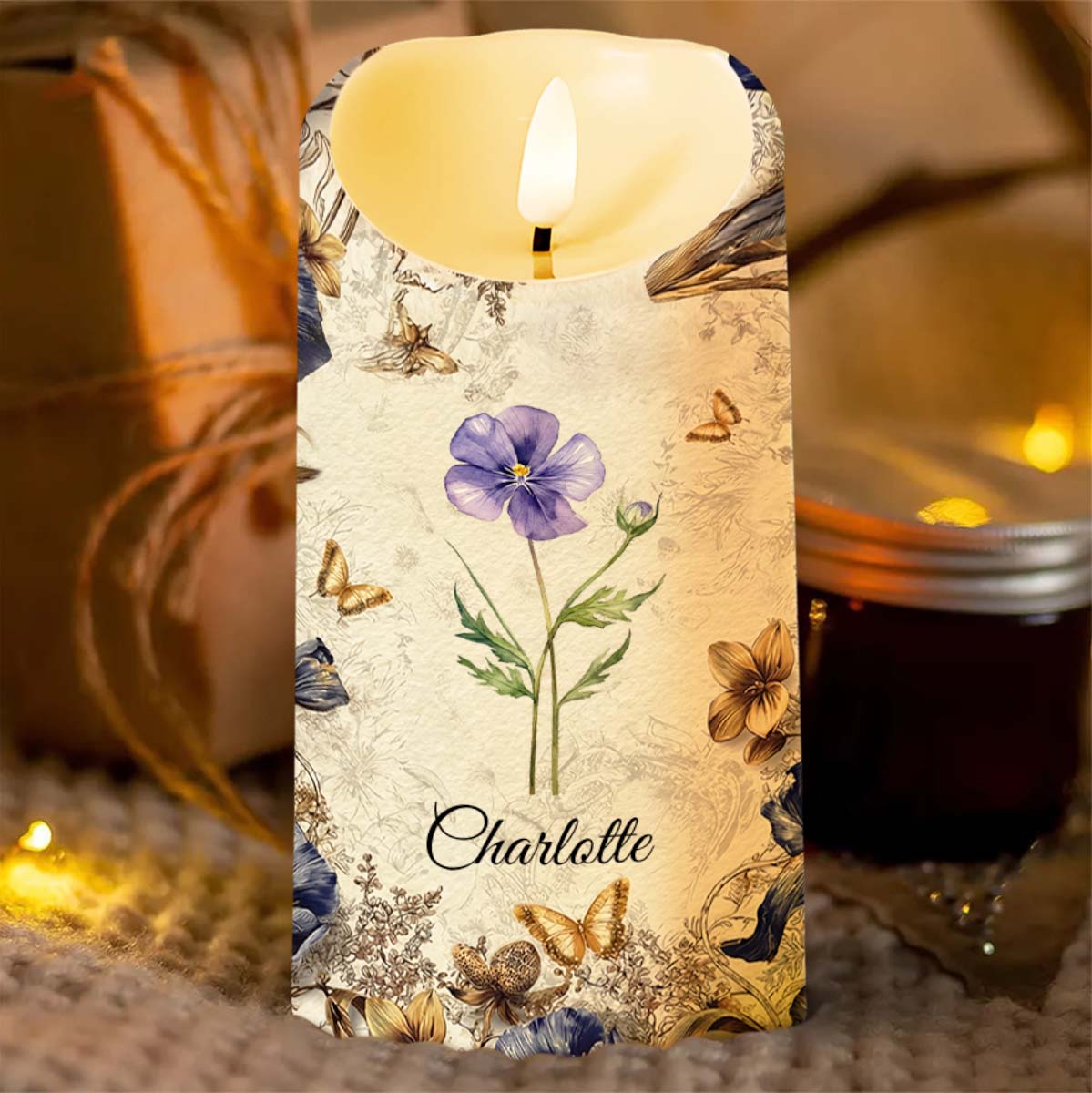 To My Daughter Never Forget I Love You Floral Butterfly Candle - Personalized Custom LED Candle - DAU329_LECA - Image 5