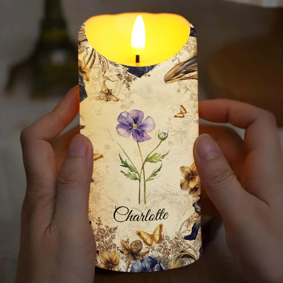To My Daughter Never Forget I Love You Floral Butterfly Candle - Personalized Custom LED Candle - DAU329_LECA - Image 6