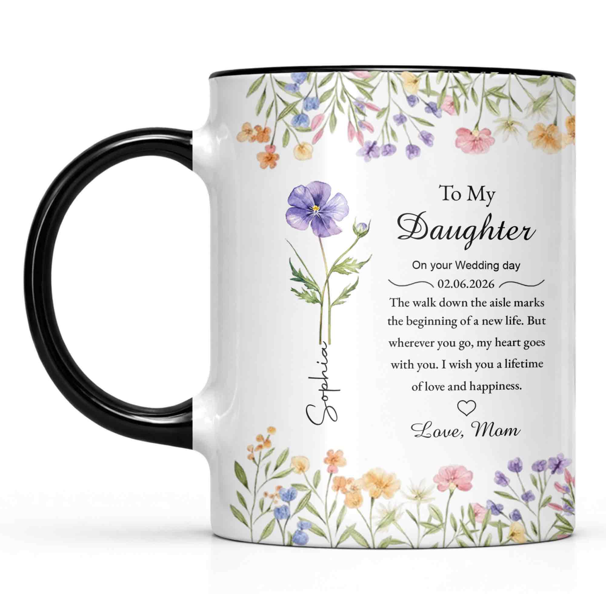 To My Daughter On Your Wedding Day Purple Flower Heart Design - Personalized Custom Accent Mug - DAU322_AMUG - Image 13
