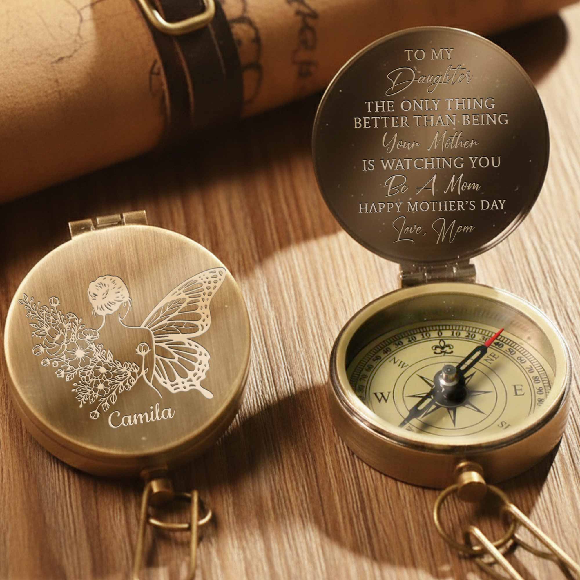 To My Daughter The Only Thing Better Butterfly Woman Flowers - Personalized Engraved Brass Compass - DAU332_ECPASS - Image 10