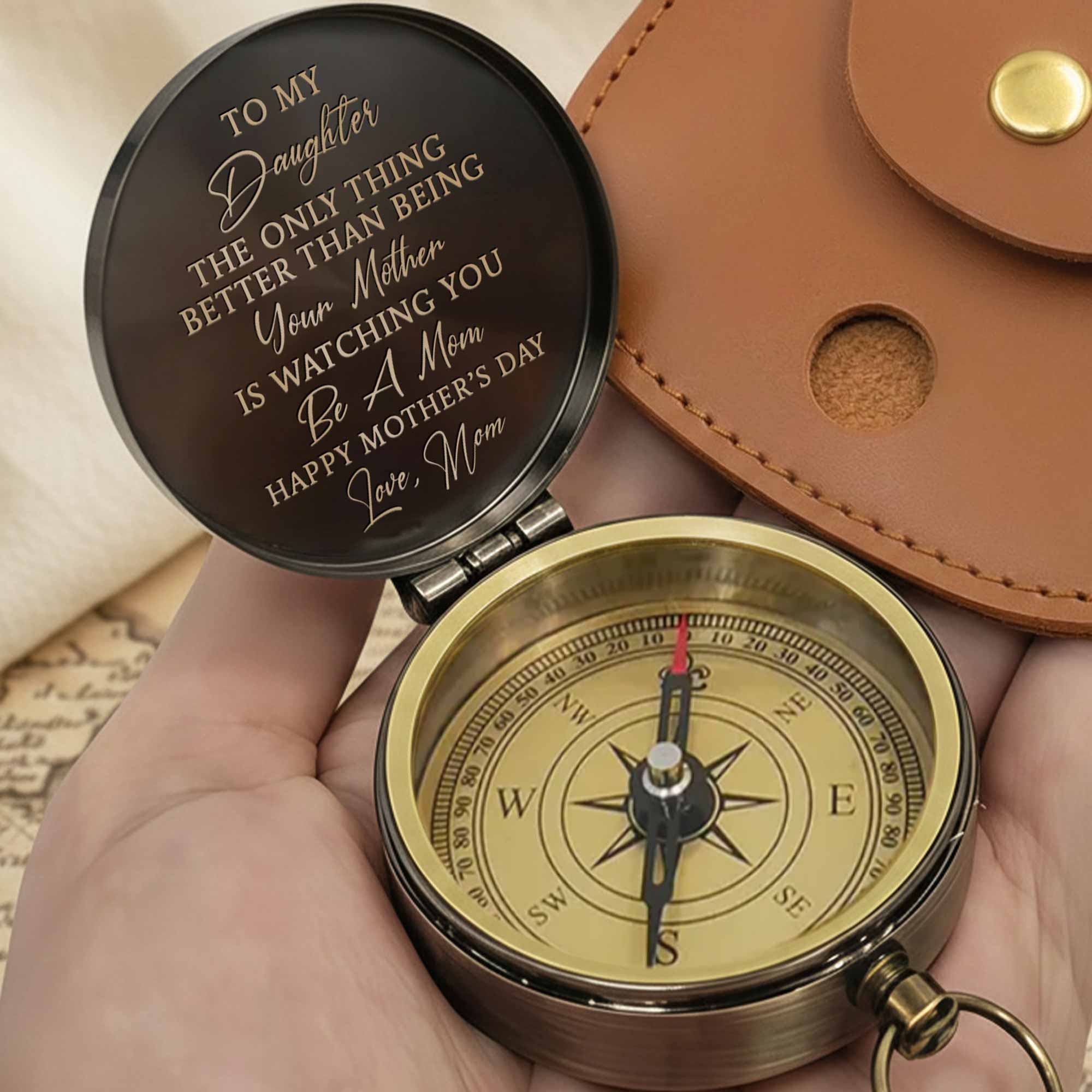 To My Daughter The Only Thing Better Butterfly Woman Flowers - Personalized Engraved Brass Compass - DAU332_ECPASS - Image 7