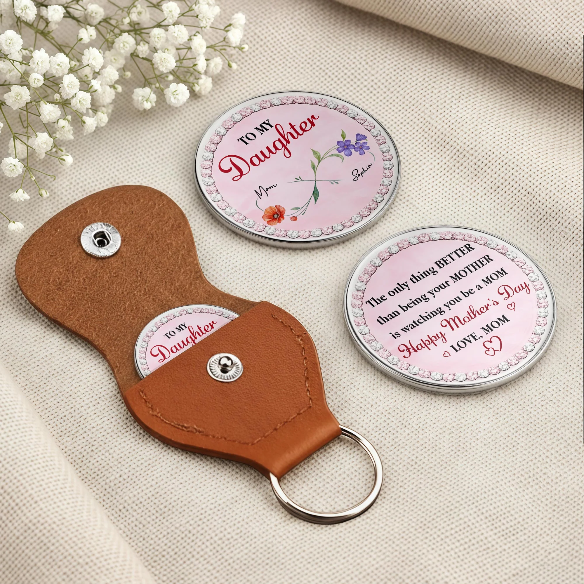To My Daughter The Only Thing Better Than Being Your Mother Flower Pocket Hug - Personalized Custom Pocket Hug - MOM167_HTOK - Image 3