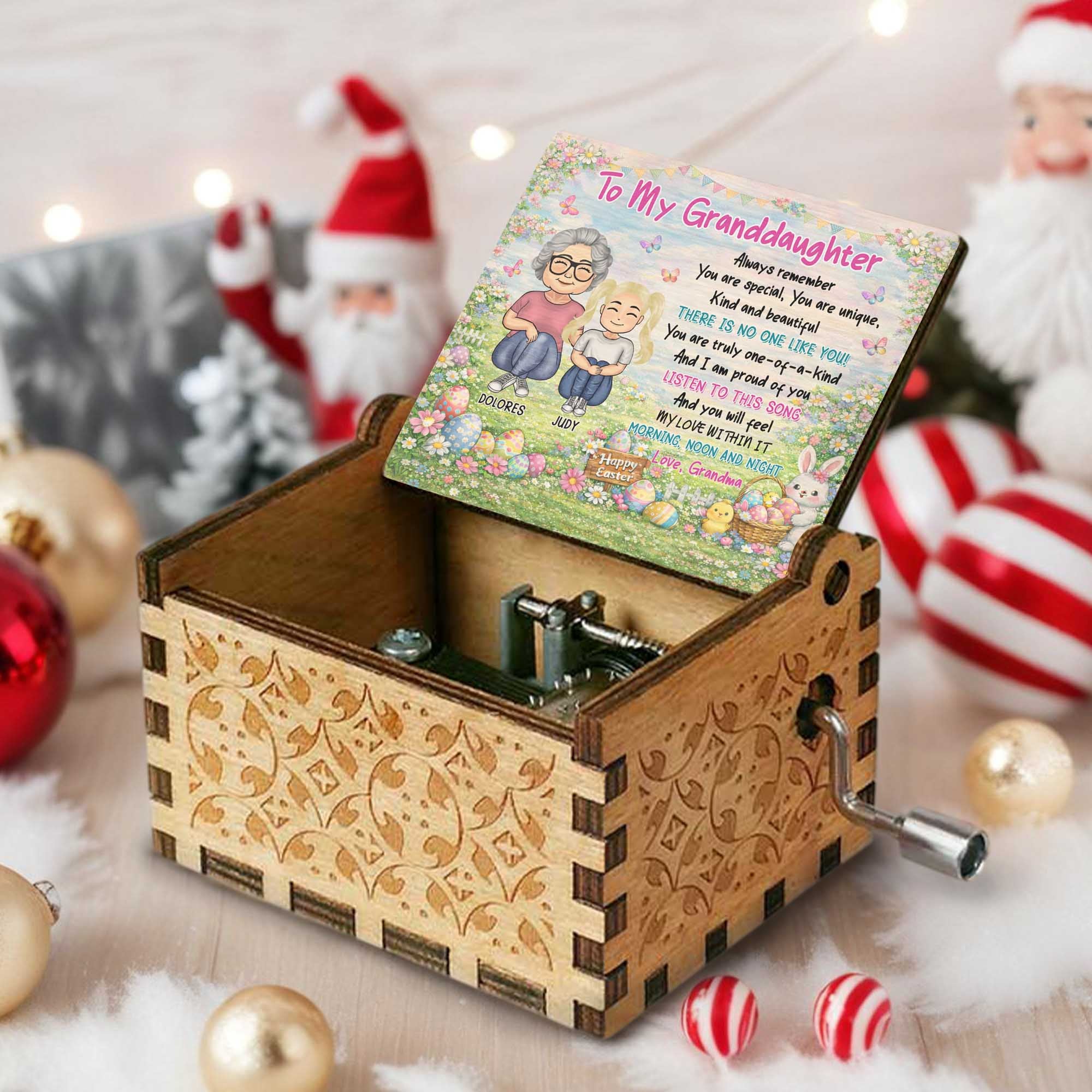 To My Granddaughter Always Remember You Are Special Easter Eggs Bunny Design - Custom Music Box With "You Are My Sunshine" Tune - GDT627_MZB - Image 5