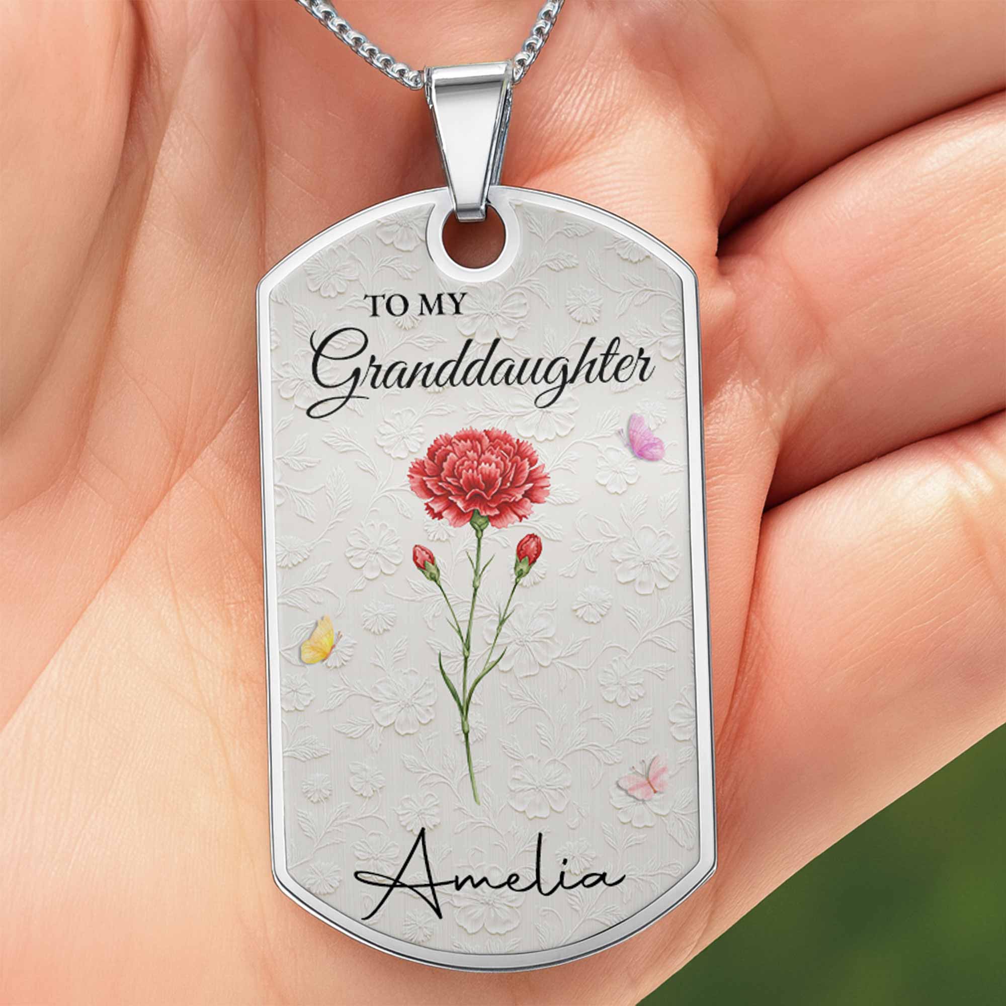 To My Granddaughter Once Upon A Time Flower Butterfly - Personalized Custom Dog Tag Necklace - GDT613_DTNECK - Image 5