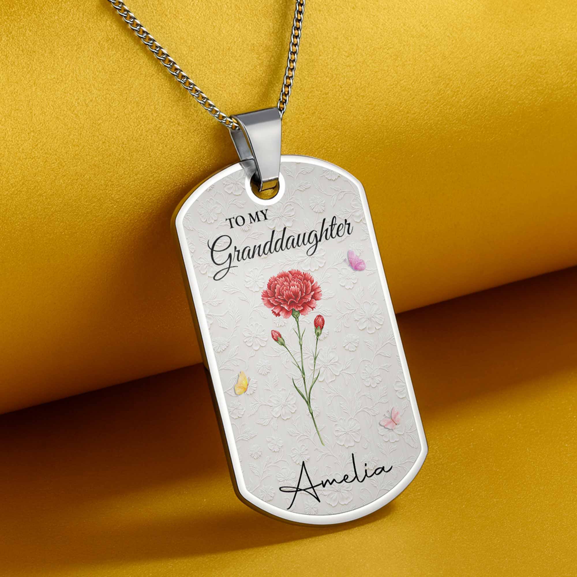 To My Granddaughter Once Upon A Time Flower Butterfly - Personalized Custom Dog Tag Necklace - GDT613_DTNECK - Image 7