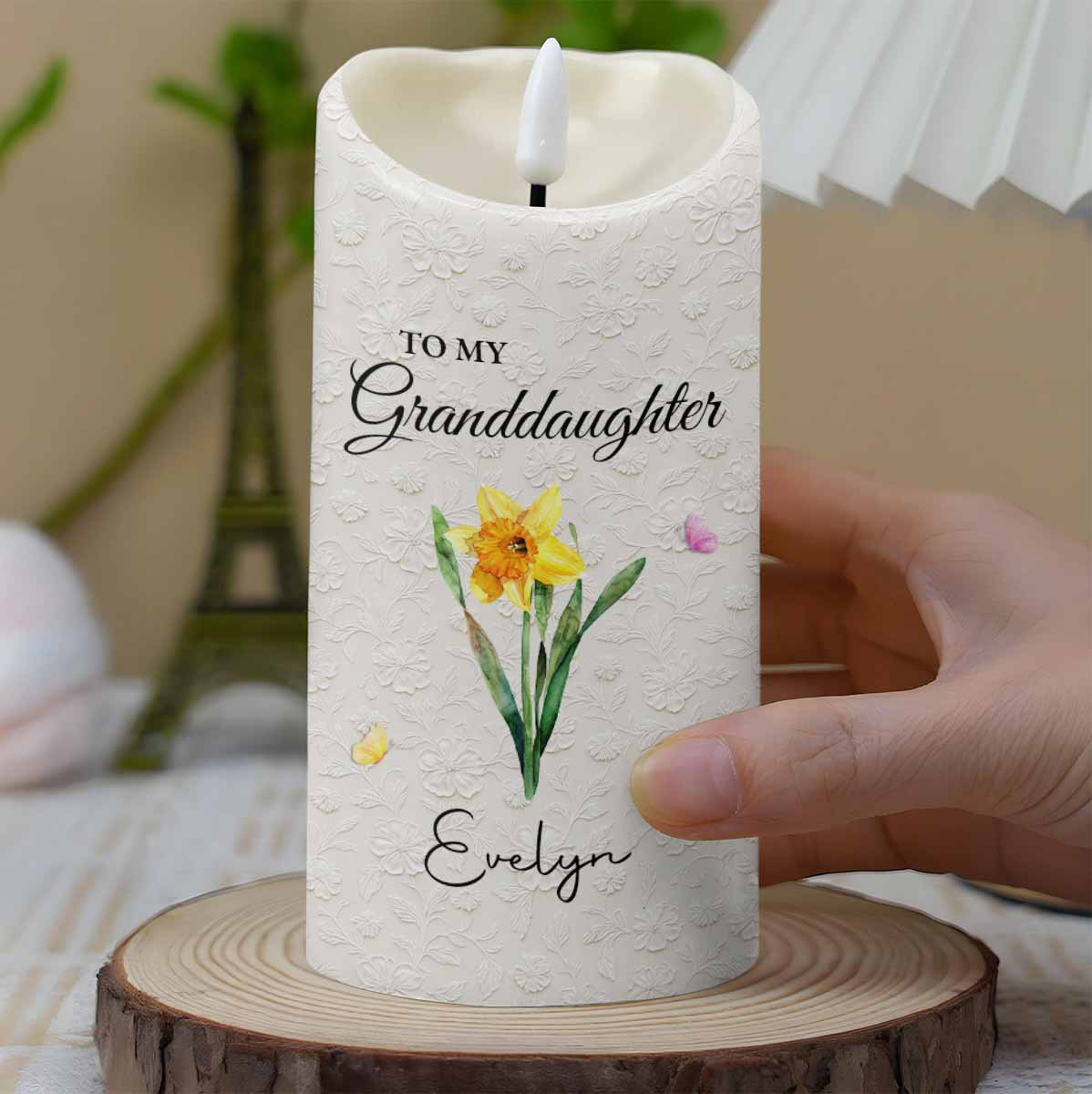 To My Granddaughter Once Upon A Time Purple Flower And Butterflies - Personalized Custom LED Candle - GDT613_LECA - Image 8