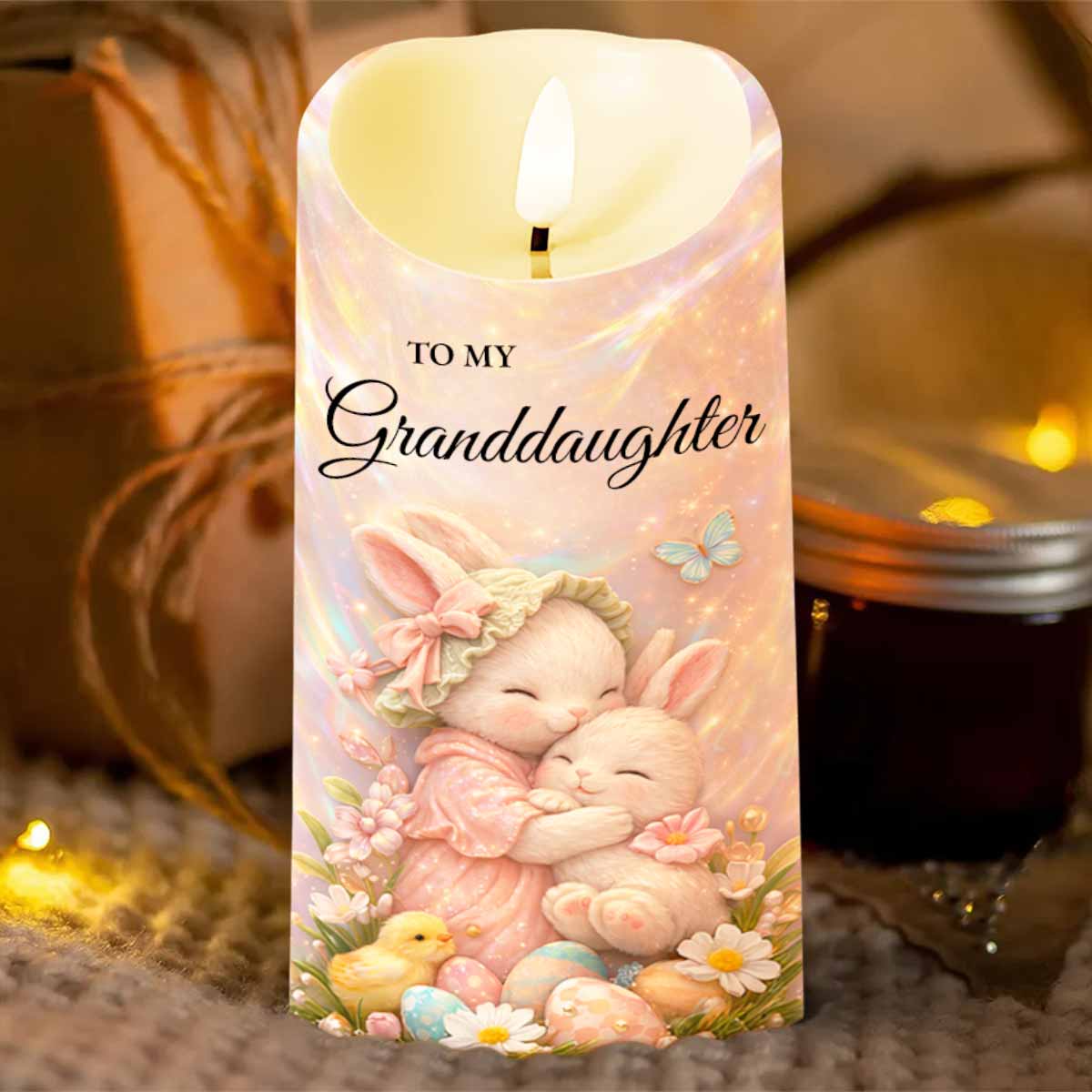 To My Granddaughter Once Upon A Time Rabbit Easter Egg Flower - Personalized Custom LED Candle - GDT647_LECA - Image 6