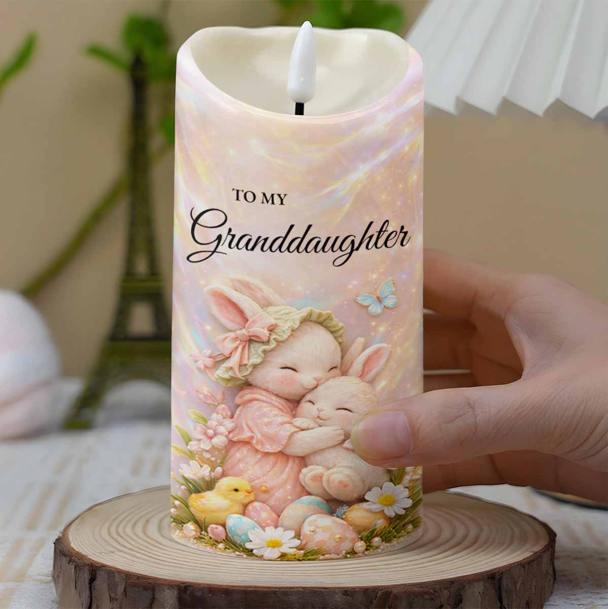 To My Granddaughter Once Upon A Time Rabbit Easter Egg Flower - Personalized Custom LED Candle - GDT647_LECA - Image 8