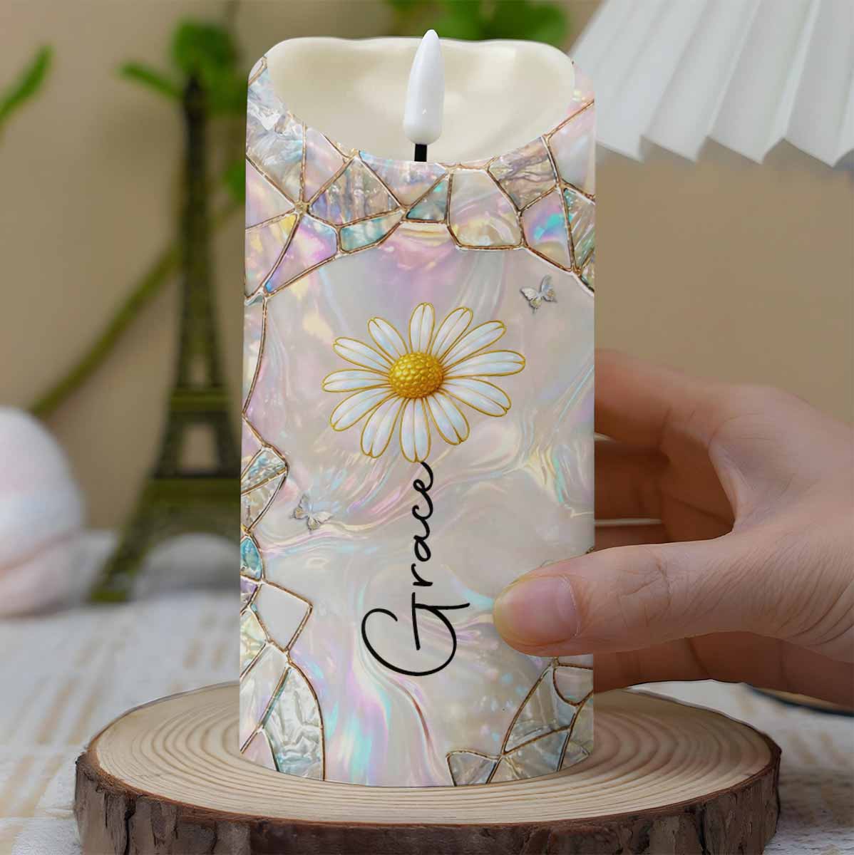 To My Granddaughter Whenever You Feel Overwhelmed Straighten Your Crown Flower Butterfly - Personalized Custom LED Candle - GDT633_LECA - Image 8