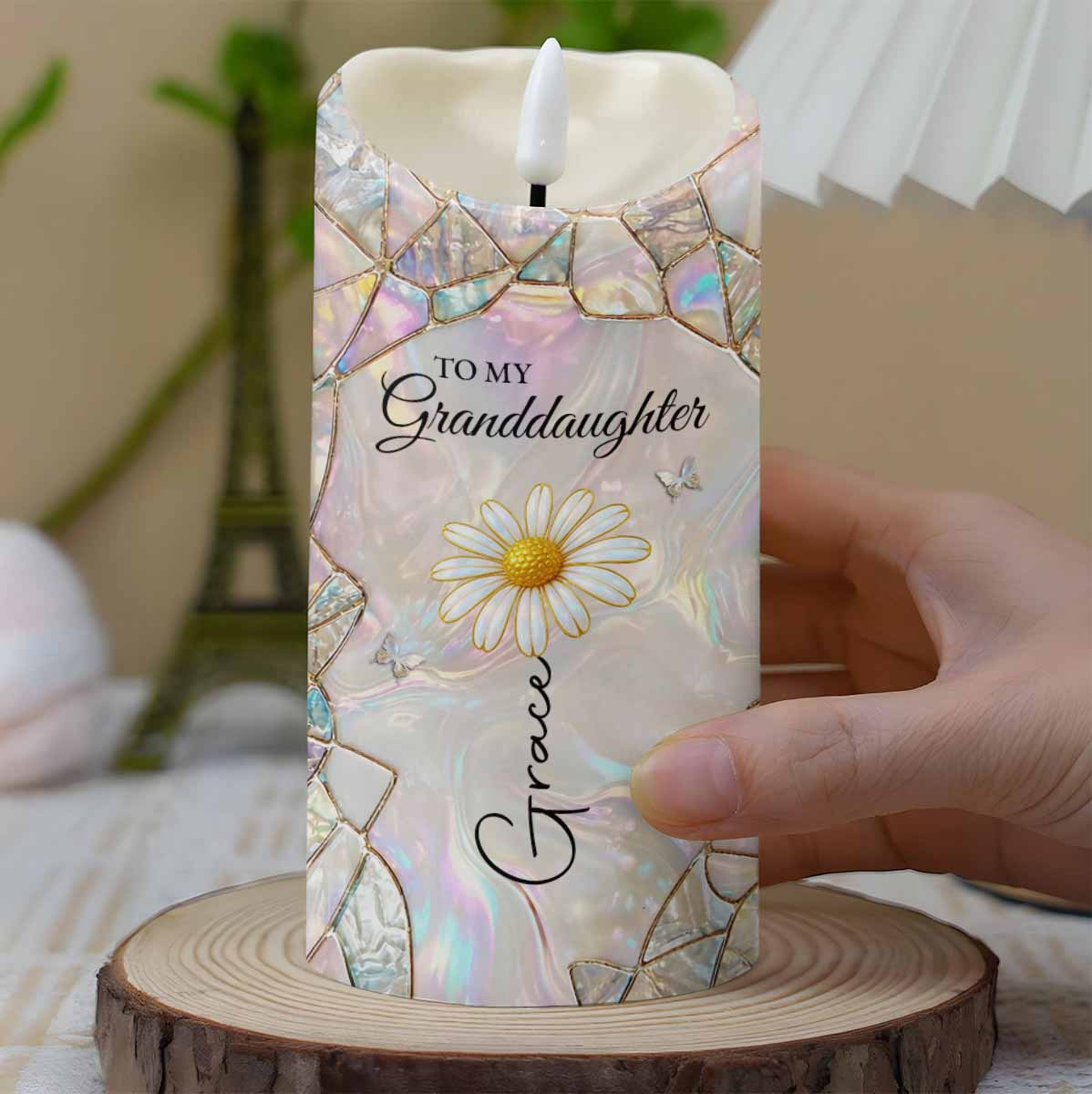 To My Granddaughter You Leave A Little Sparkle Flower And Butterfly - Personalized Custom LED Candle - GDT634_LECA - Image 8