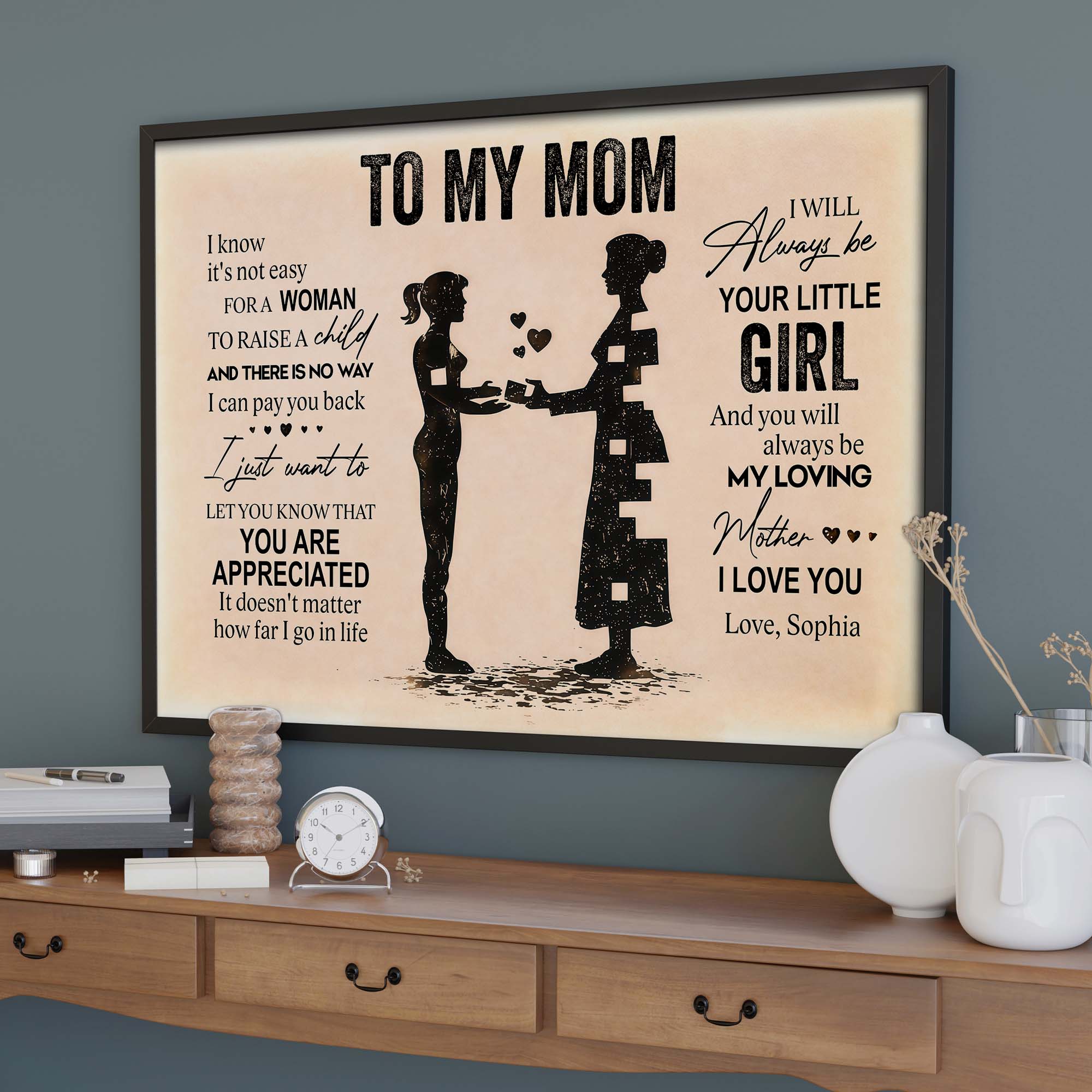 To My Mom I Know It Is Not Easy Silhouette Puzzle Hearts - Personalized Custom Horizontal Poster - MOM170_HPOS - Image 5