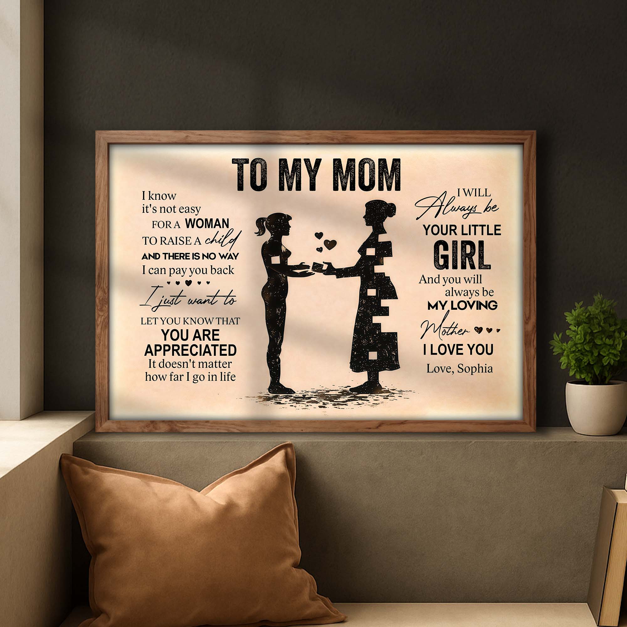 To My Mom I Know It Is Not Easy Silhouette Puzzle Hearts - Personalized Custom Horizontal Poster - MOM170_HPOS - Image 6