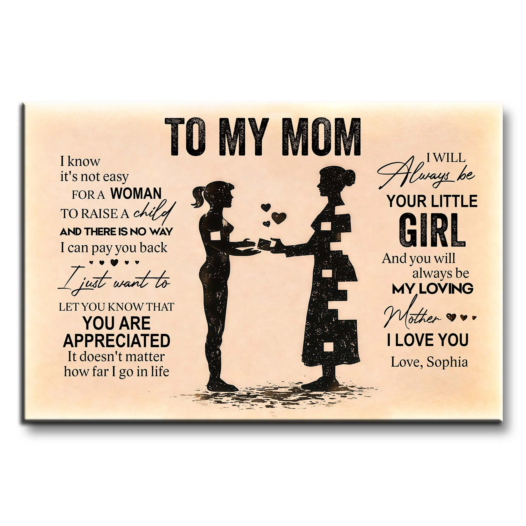 To My Mom I Know It Is Not Easy Silhouette Puzzle Hearts - Personalized Custom Horizontal Poster - MOM170_HPOS - Image 8