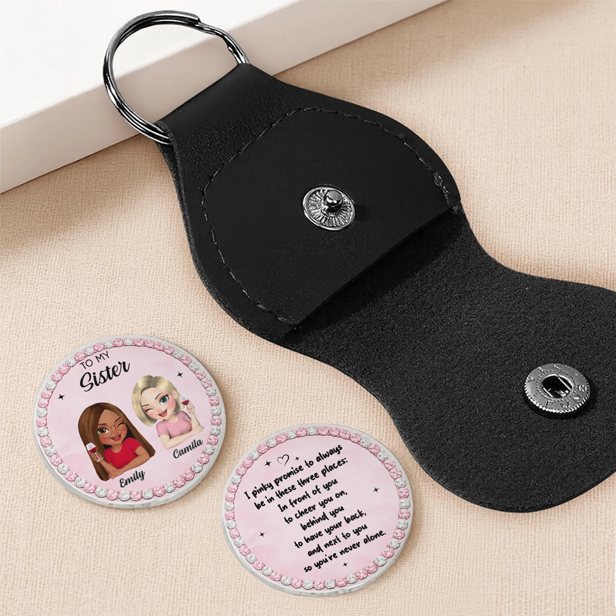 To My Sister I Pinky Promise Sisters Drinking Wine - Personalized Custom Pocket Hug - SIS018_HTOK - Image 5