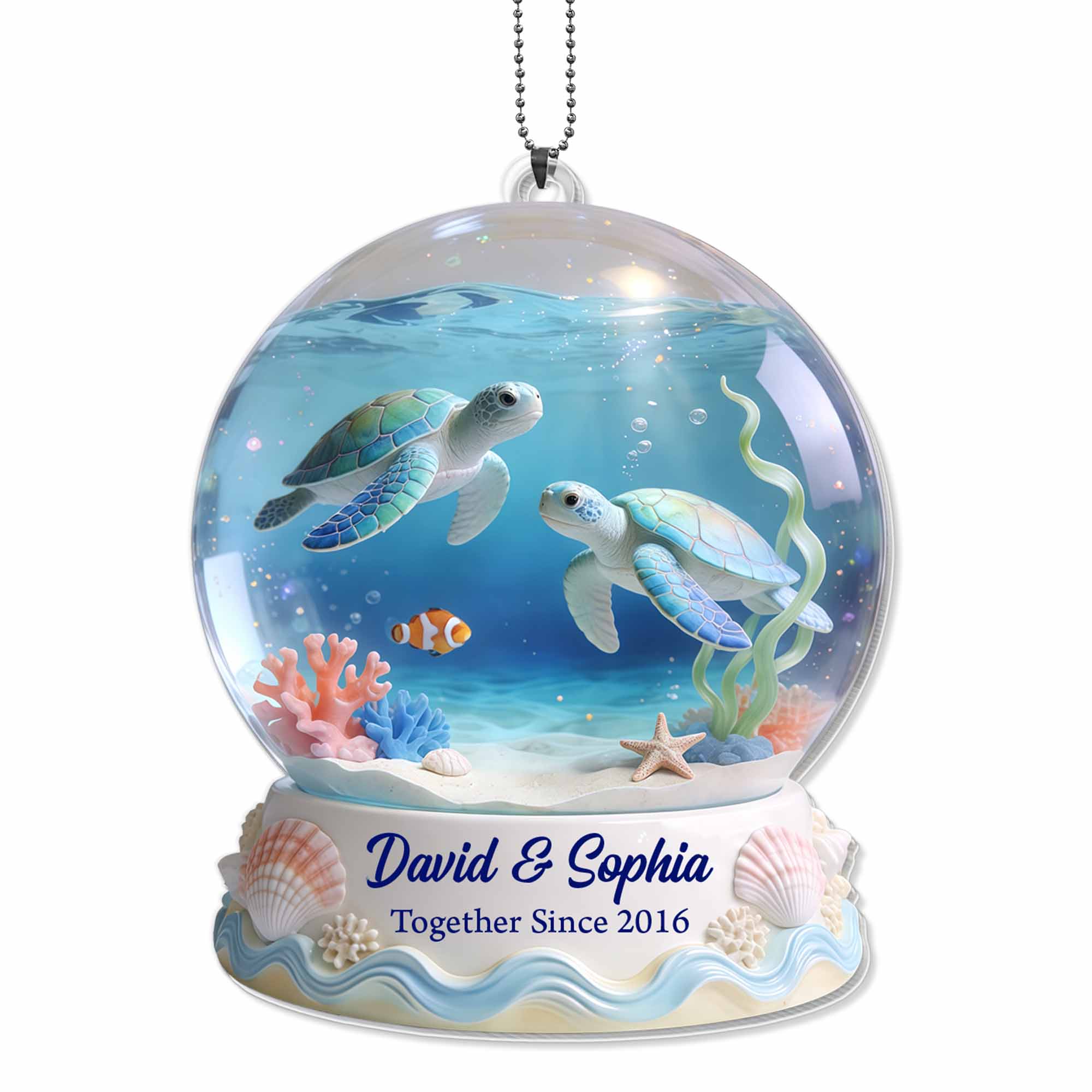 Together Since Sea Turtles Ocean Snow Globe Custom Car Decor - Personalized Custom Acrylic Ornament, Car Hanging Ornament - CPL1424_ACA - Image 11