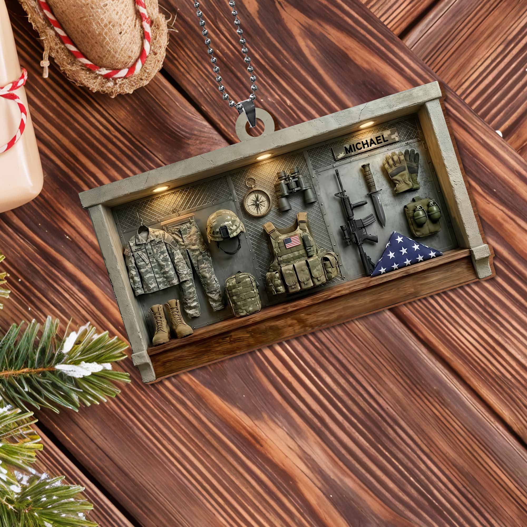 Tribute To Courage Army Gear And Tactical Equipment - Personalized Custom Wood Ornament, Car Hanging Ornament - VTR003_WCA - Image 10