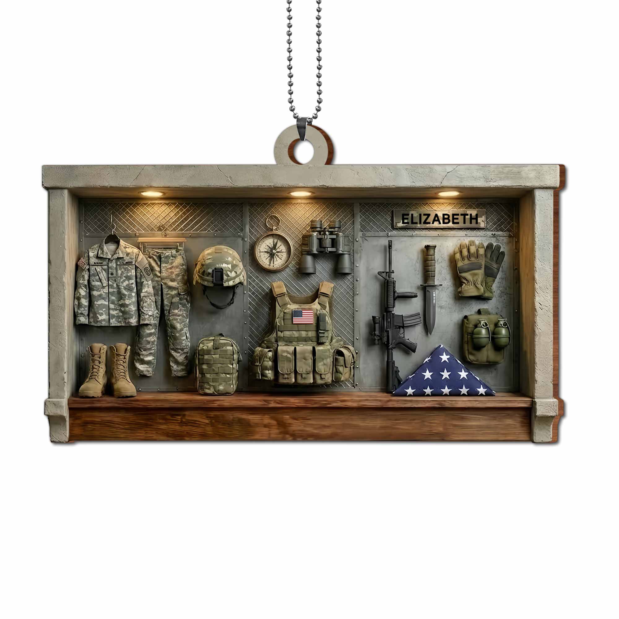 Tribute To Courage Army Gear And Tactical Equipment - Personalized Custom Wood Ornament, Car Hanging Ornament - VTR003_WCA - Image 11