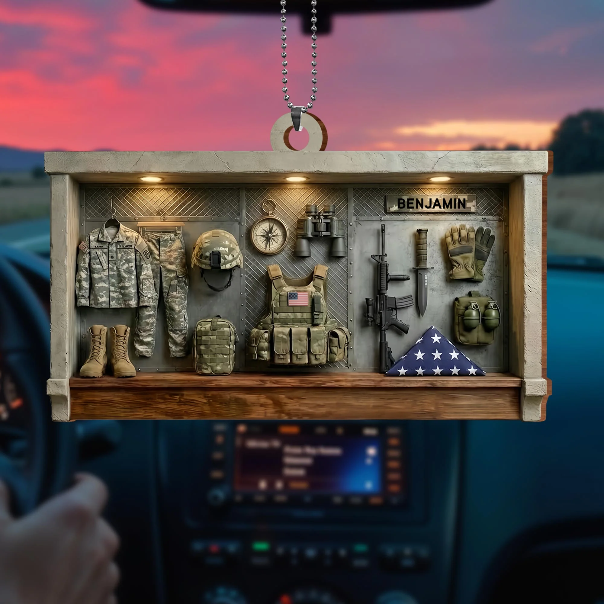 Tribute To Courage Army Gear And Tactical Equipment - Personalized Custom Wood Ornament, Car Hanging Ornament - VTR003_WCA - Image 2