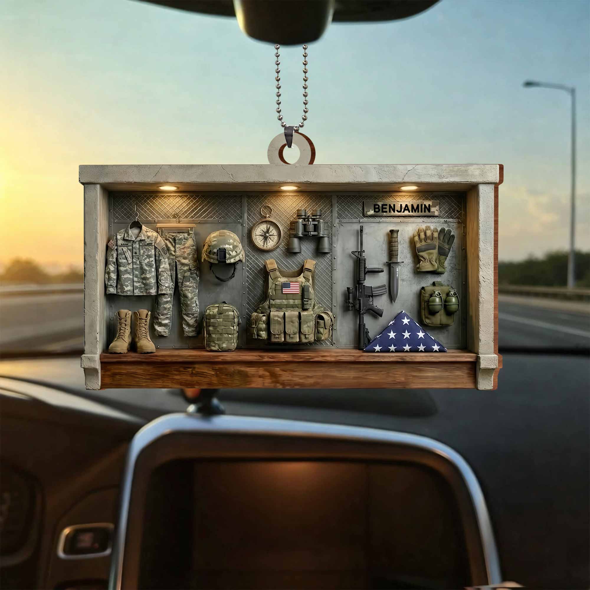 Tribute To Courage Army Gear And Tactical Equipment - Personalized Custom Wood Ornament, Car Hanging Ornament - VTR003_WCA - Image 8