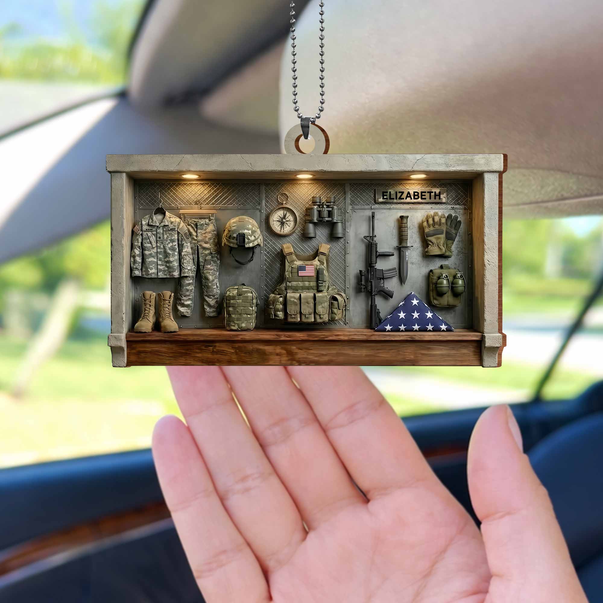 Tribute To Courage Army Gear And Tactical Equipment - Personalized Custom Wood Ornament, Car Hanging Ornament - VTR003_WCA - Image 9